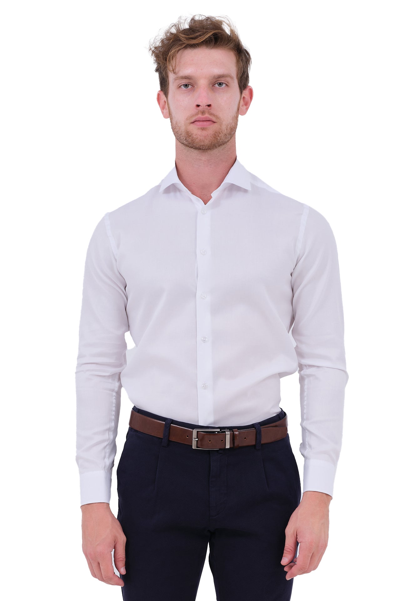 ΑΝΔΡΙΚΟ ΛΕΥΚΟ ΠΟΥΚΑΜΙΣΟ PORTOBELLO'S SLIM FIT ΜΕ REX ΓΙΑΚΑ