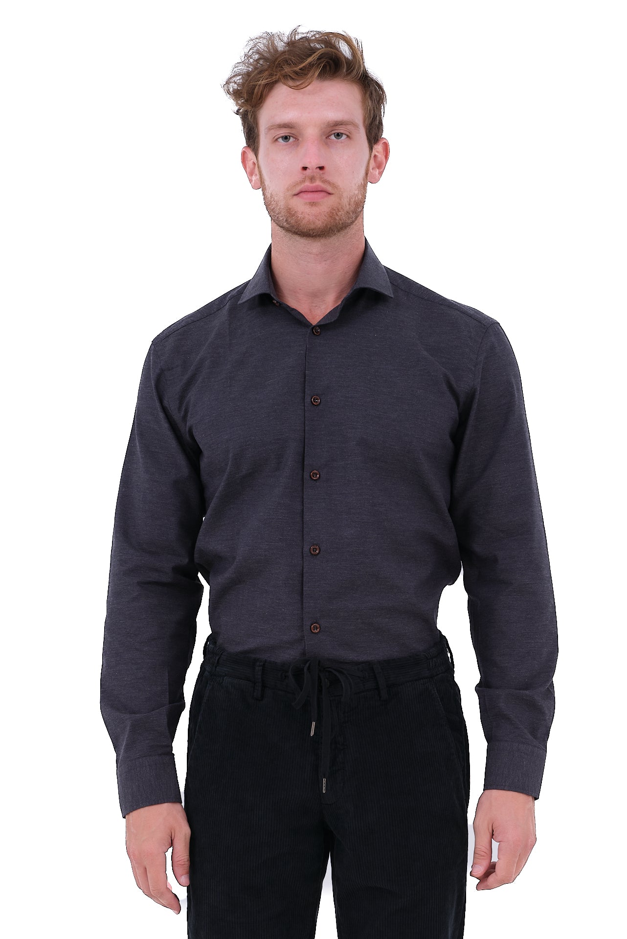 ΑΝΔΡΙΚΟ ΠΟΥΚΑΜΙΣΟ ΓΚΡΙ ΣΚΟΥΡΟ PORTOBELLO'S ΜΕ REX ΓΙΑΚΑ REGULAR FIT