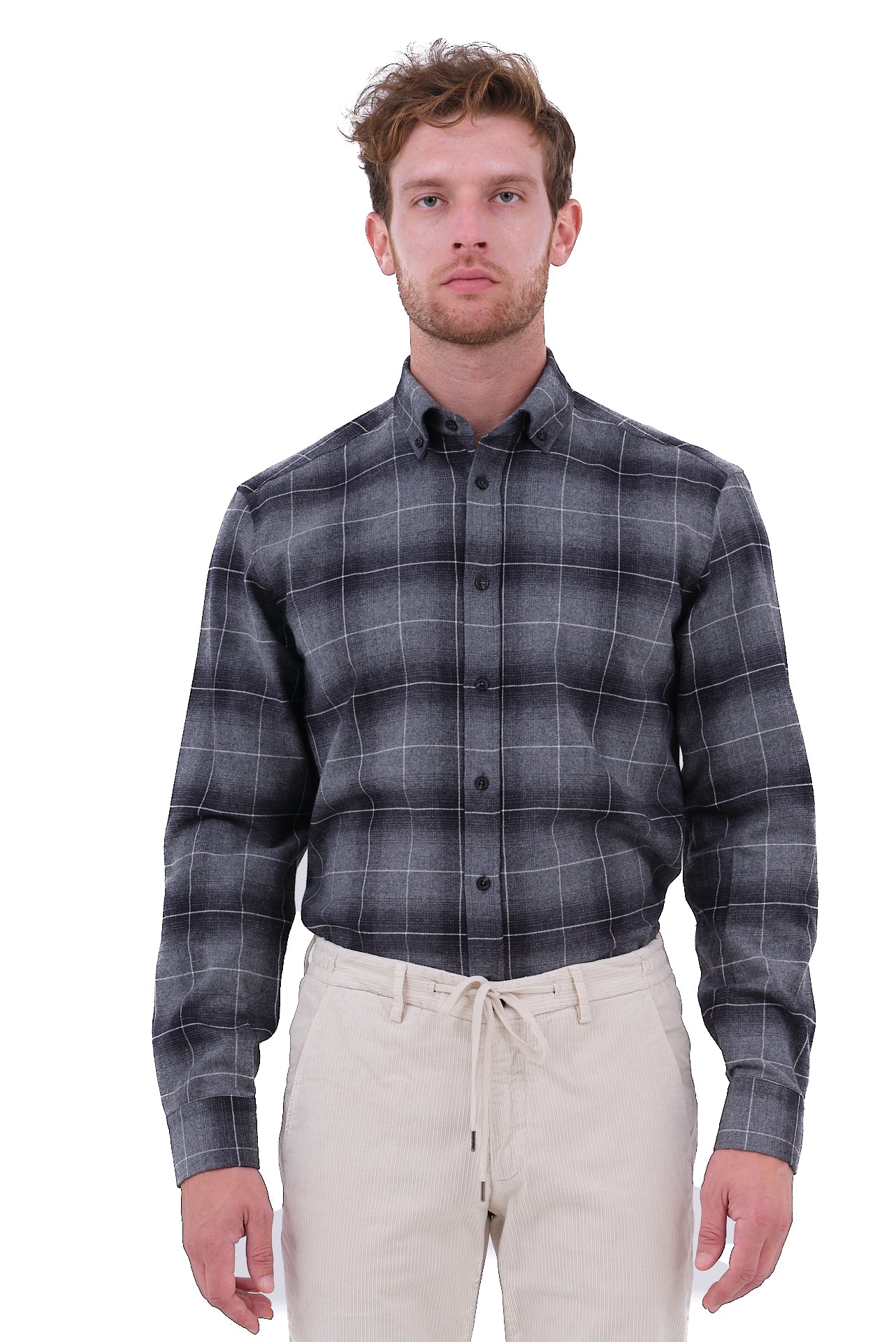 ΑΝΔΡΙΚΟ ΚΑΡΟ ΠΟΥΚΑΜΙΣΟ PORTOBELLO'S ΣΕ ΣΚΟΥΡΟ ΓΚΡΙ ΧΡΩΜΑ ΚΑΙ BUTTON DOWN ΓΙΑΚΑ