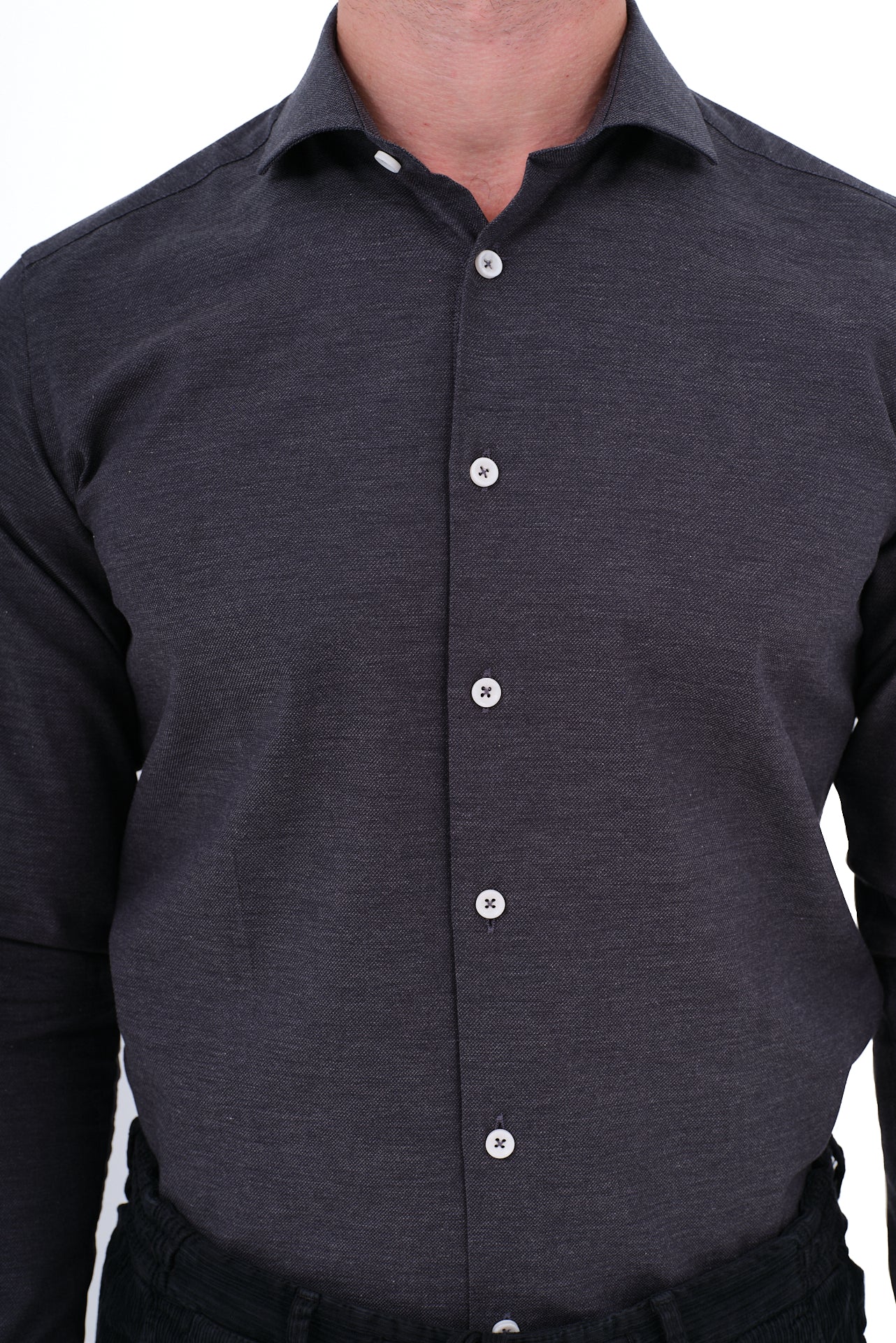 ΑΝΔΡΙΚΟ ΠΟΥΚΑΜΙΣΟ ΣΚΟΥΡΟ ΓΚΡΙ PORTOBELLO'S ΜΕ REX ΓΙΑΚΑ SLIM FIT