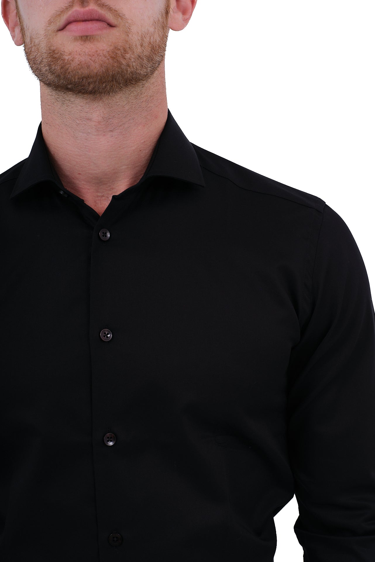 ΑΝΔΡΙΚΟ ΠΟΥΚΑΜΙΣΟ PORTOBELLO'S ΣΕ ΜΑΥΡΟ ΧΡΩΜΑ ΜΕ REX ΓΙΑΚΑ SLIM FIT