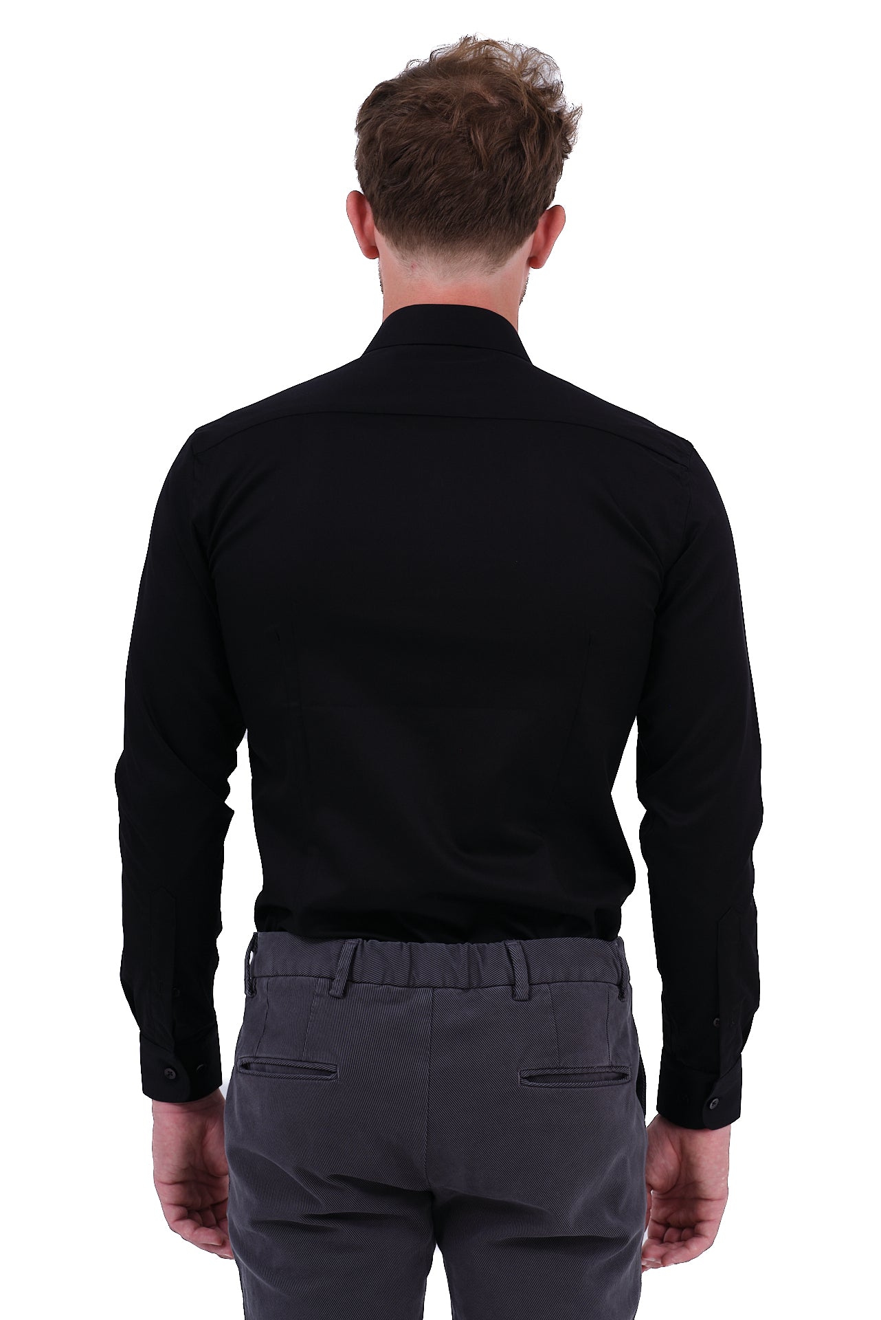 ΑΝΔΡΙΚΟ ΠΟΥΚΑΜΙΣΟ PORTOBELLO'S ΣΕ ΜΑΥΡΟ ΧΡΩΜΑ ΜΕ REX ΓΙΑΚΑ SLIM FIT