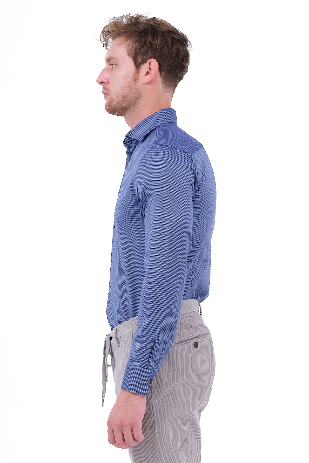 ΑΝΔΡΙΚΟ ΜΠΛΕ ΡΑΦ ΠΟΥΚΑΜΙΣΟ PORTOBELLO'S ΜΕ ΜΙΚΡΟΣΧΕΔΙΟ ΚΑΙ REX ΓΙΑΚΑ SLIM FIT