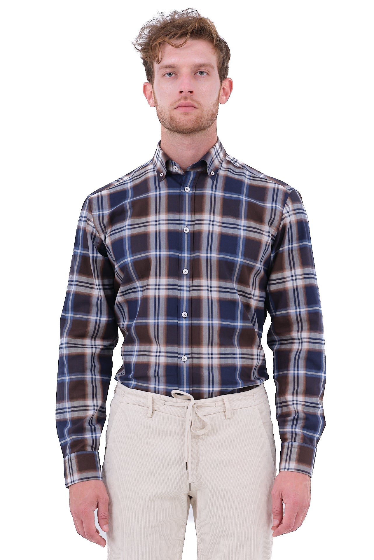 ΑΝΔΡΙΚΟ ΠΟΥΚΑΜΙΣΟ ΚΑΡΟ PORTOBELLO'S ΣΕ ΚΑΦΕ-ΜΠΛΕ ΧΡΩΜΑ