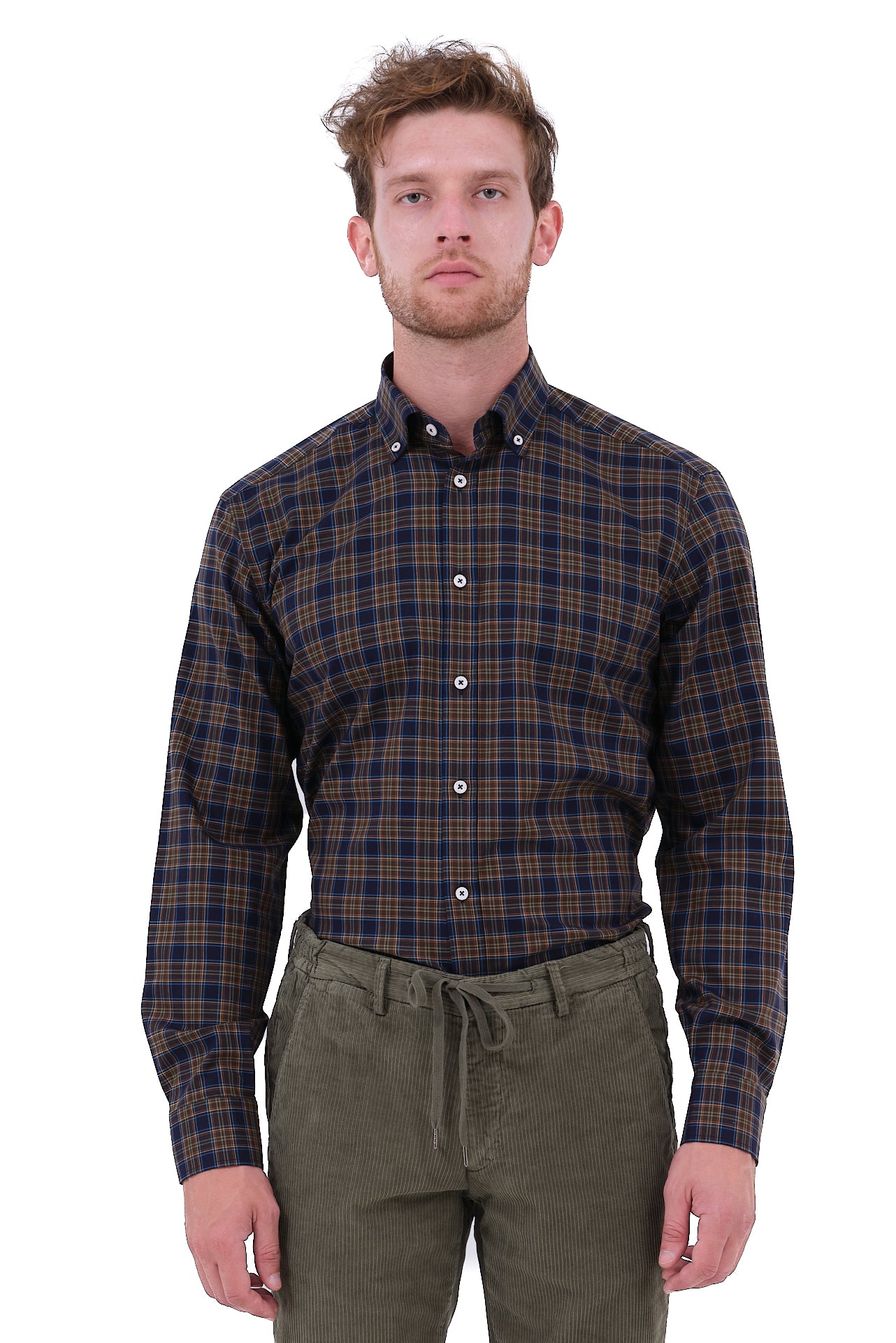 ΑΝΔΡΙΚΟ ΠΟΥΚΑΜΙΣΟ ΚΑΡΟ PORTOBELLO'S ΣΕ ΜΠΛΕ ΠΡΑΣΙΝΟ ΧΡΩΜΑ ΜΕ BUTTON DOWN ΓΙΑΚΑ