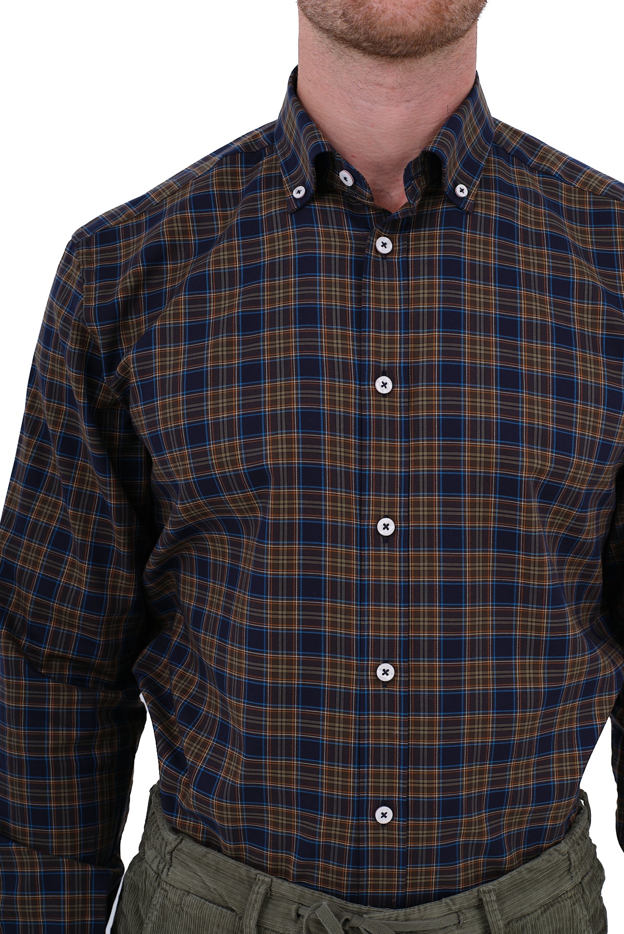 ΑΝΔΡΙΚΟ ΠΟΥΚΑΜΙΣΟ ΚΑΡΟ PORTOBELLO'S ΣΕ ΜΠΛΕ ΠΡΑΣΙΝΟ ΧΡΩΜΑ ΜΕ BUTTON DOWN ΓΙΑΚΑ