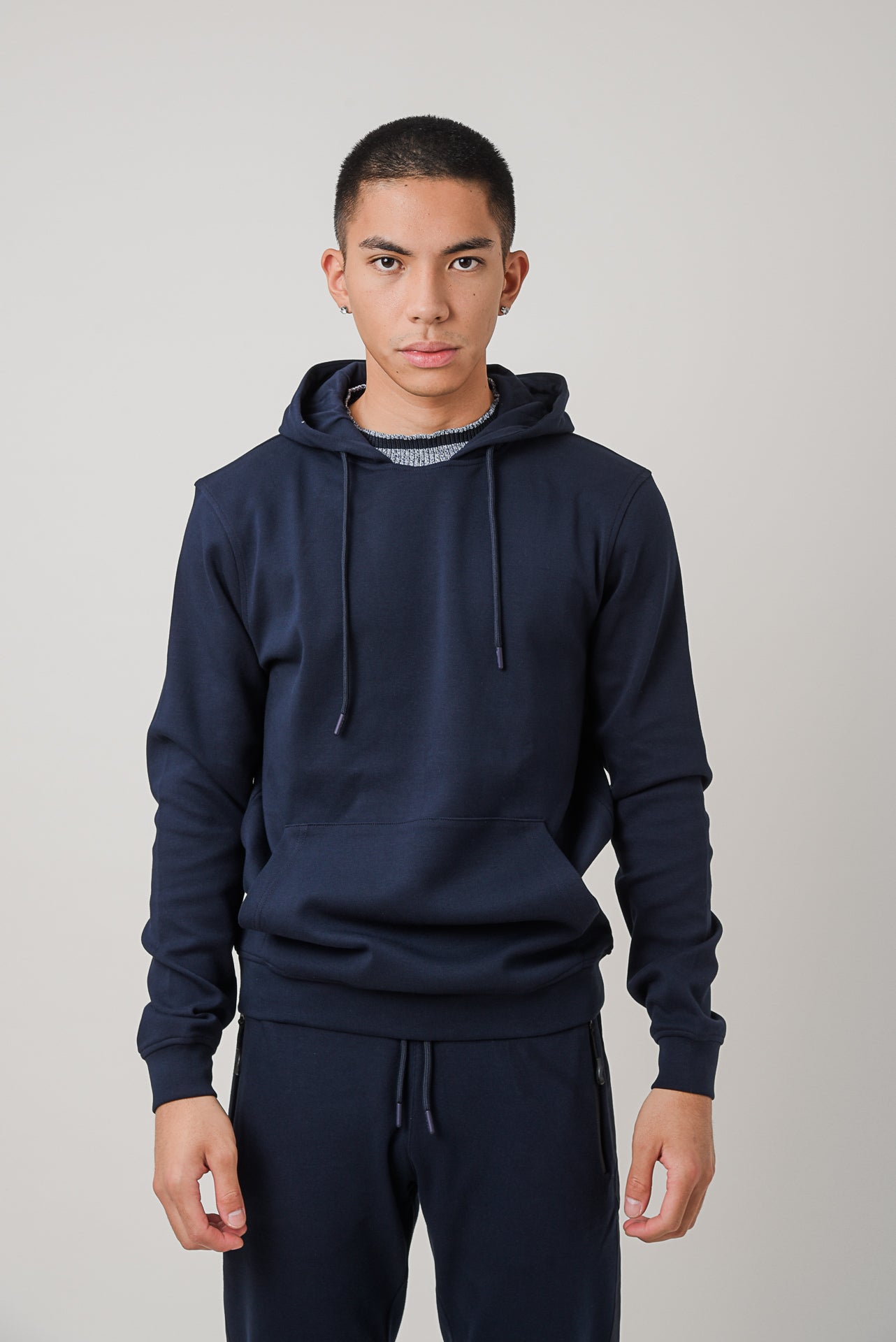 ΑΝΔΡΙΚΗ ΜΠΛΟΥΖΑ SWEATSHIRT PORTOBELLO'S ΜΕ ΚΟΥΚΟΥΛΑ ΣΕ ΜΠΛΕ NAVY