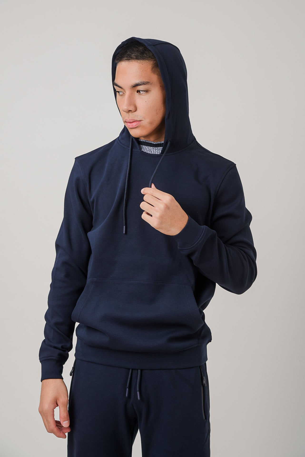 ΑΝΔΡΙΚΗ ΜΠΛΟΥΖΑ SWEATSHIRT PORTOBELLO'S ΜΕ ΚΟΥΚΟΥΛΑ ΣΕ ΜΠΛΕ NAVY