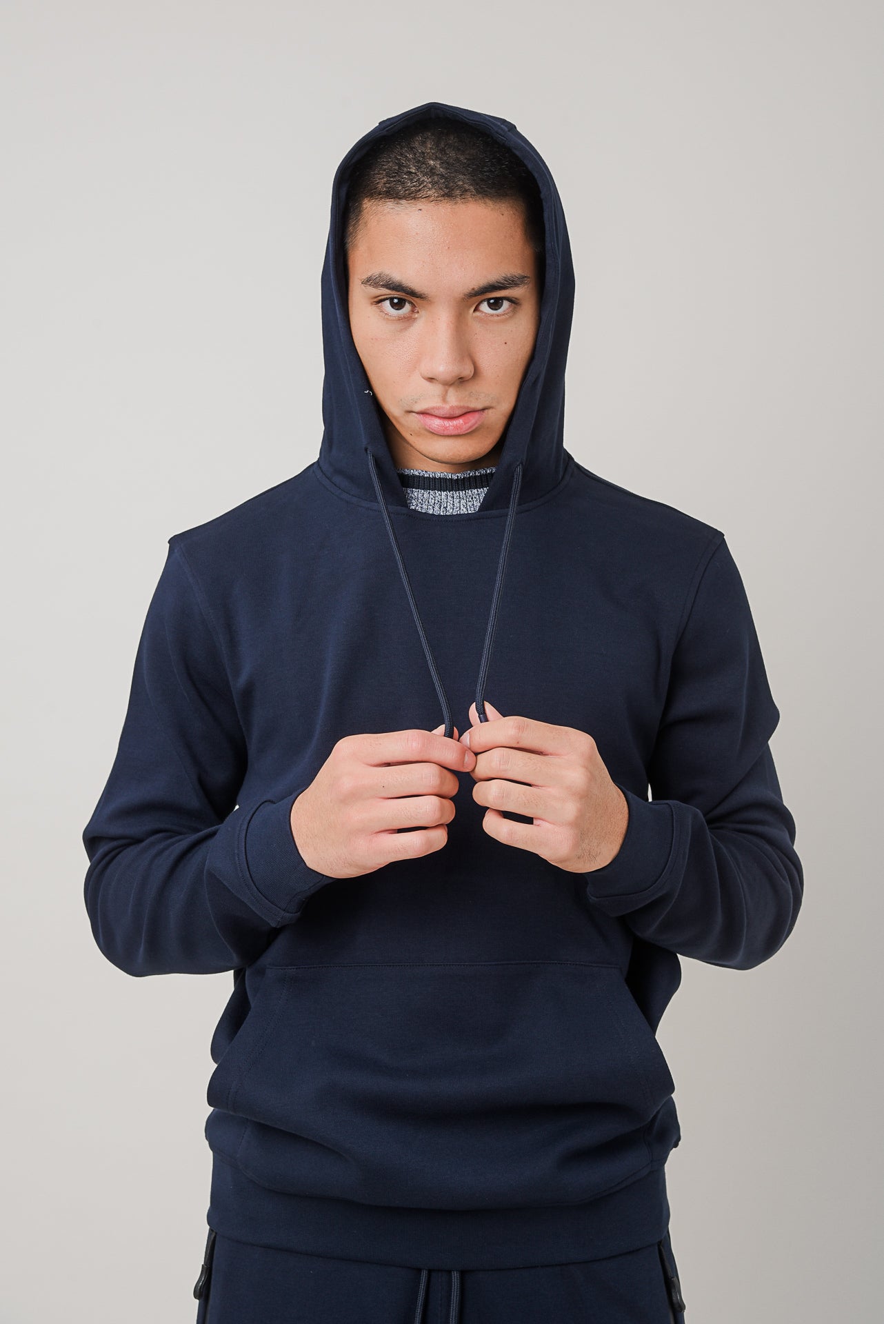 ΑΝΔΡΙΚΗ ΜΠΛΟΥΖΑ SWEATSHIRT PORTOBELLO'S ΜΕ ΚΟΥΚΟΥΛΑ ΣΕ ΜΠΛΕ NAVY