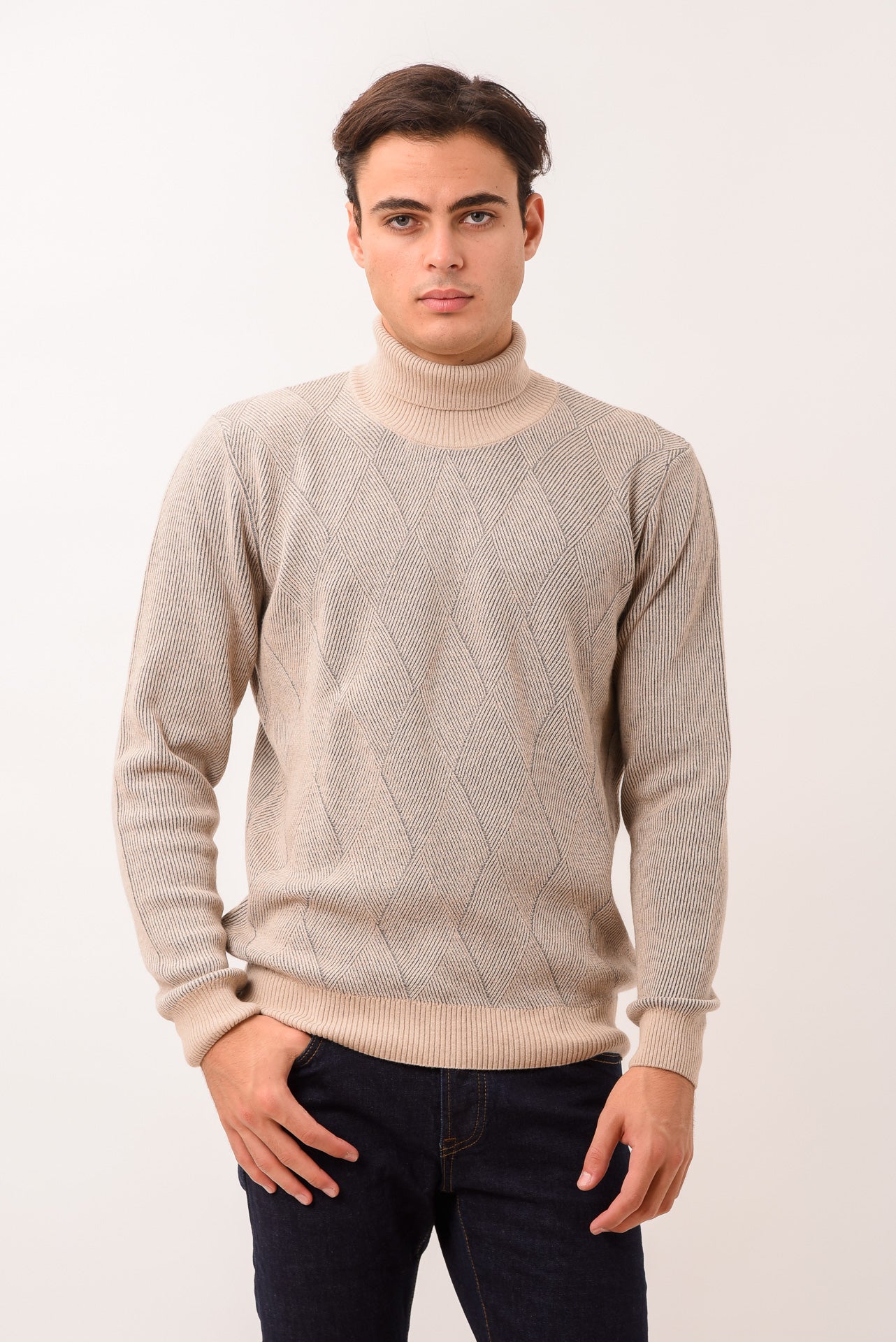 ΑΝΔΡΙΚΟ ΖΙΒΑΓΚΟ PORTOBELLO'S ΣΕ ΓΚΡΙ-ΜΠΕΖ ΧΡΩΜΑ ΜΕ ΣΧΕΔΙΟ