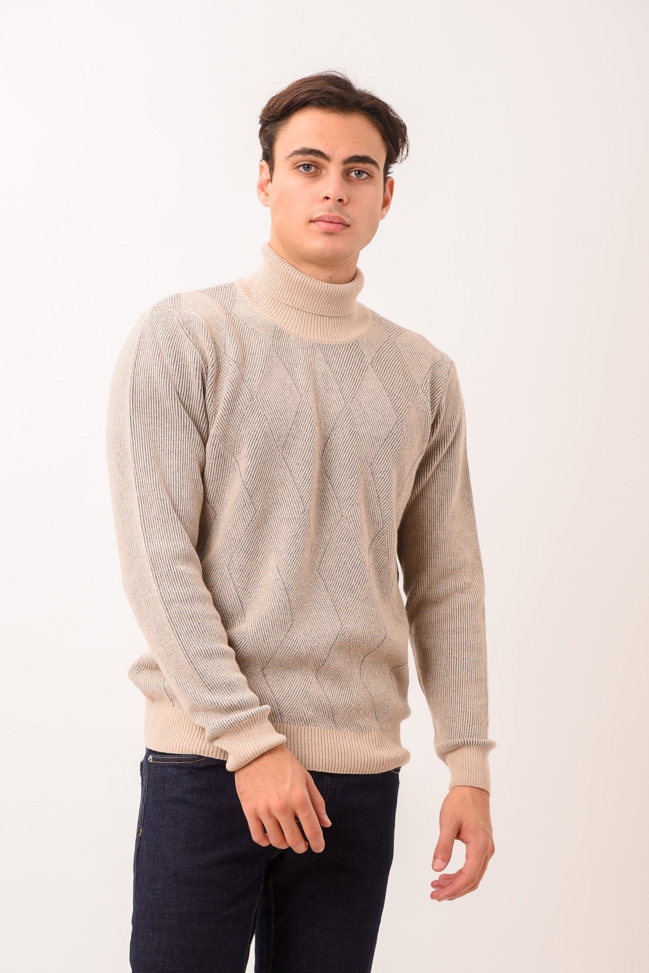 ΑΝΔΡΙΚΟ ΖΙΒΑΓΚΟ PORTOBELLO'S ΣΕ ΓΚΡΙ-ΜΠΕΖ ΧΡΩΜΑ ΜΕ ΣΧΕΔΙΟ