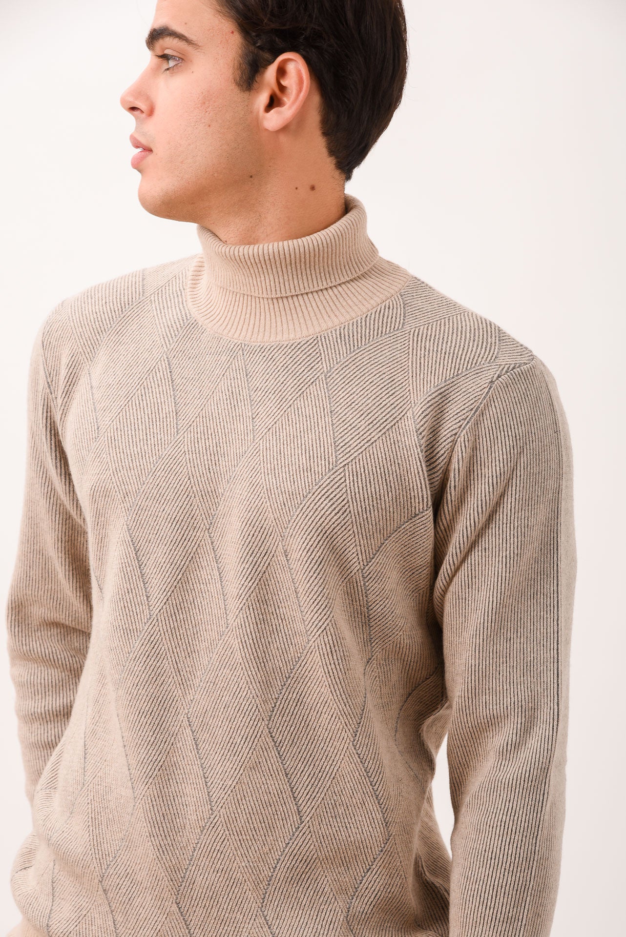 ΑΝΔΡΙΚΟ ΖΙΒΑΓΚΟ PORTOBELLO'S ΣΕ ΓΚΡΙ-ΜΠΕΖ ΧΡΩΜΑ ΜΕ ΣΧΕΔΙΟ