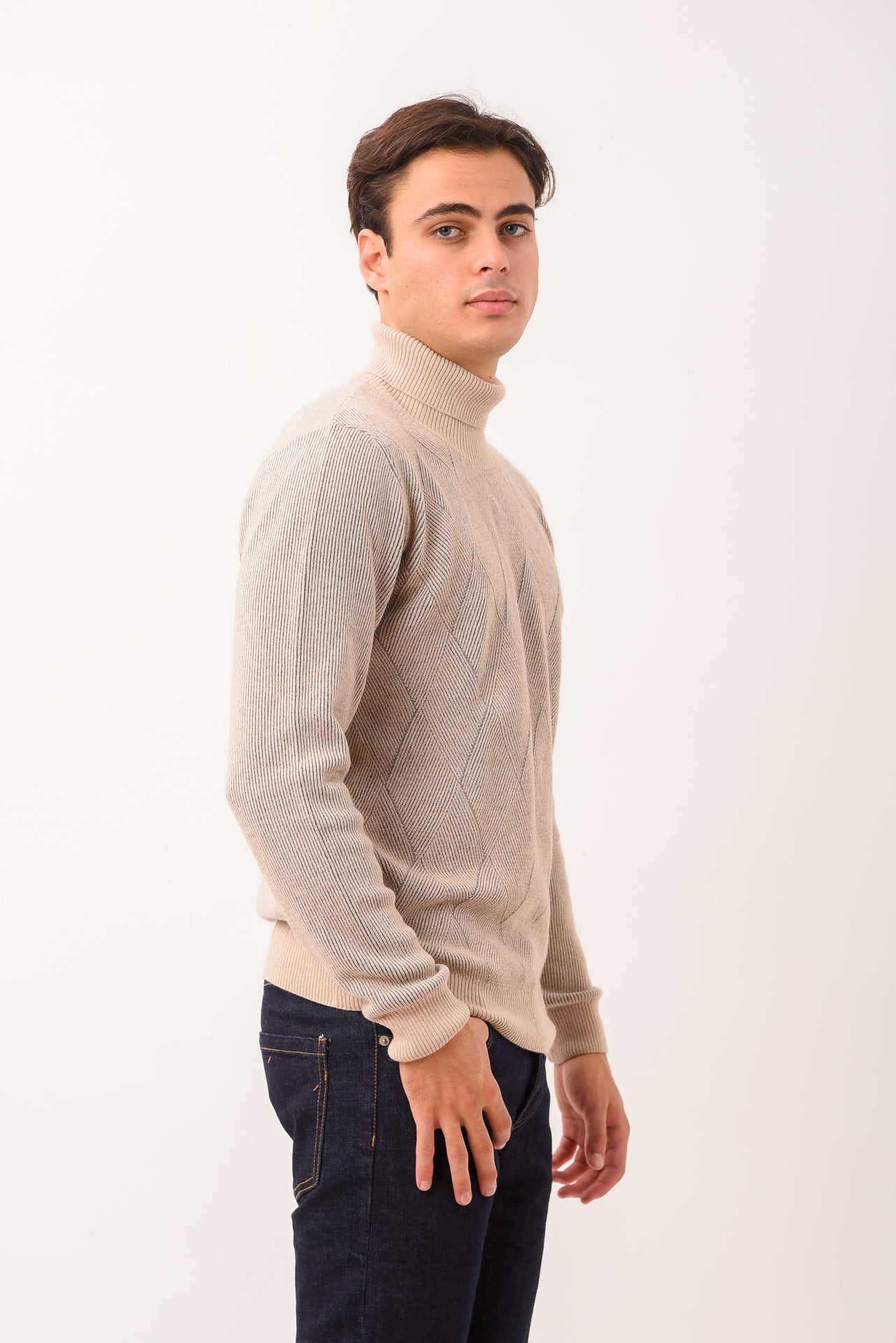 ΑΝΔΡΙΚΟ ΖΙΒΑΓΚΟ PORTOBELLO'S ΣΕ ΓΚΡΙ-ΜΠΕΖ ΧΡΩΜΑ ΜΕ ΣΧΕΔΙΟ