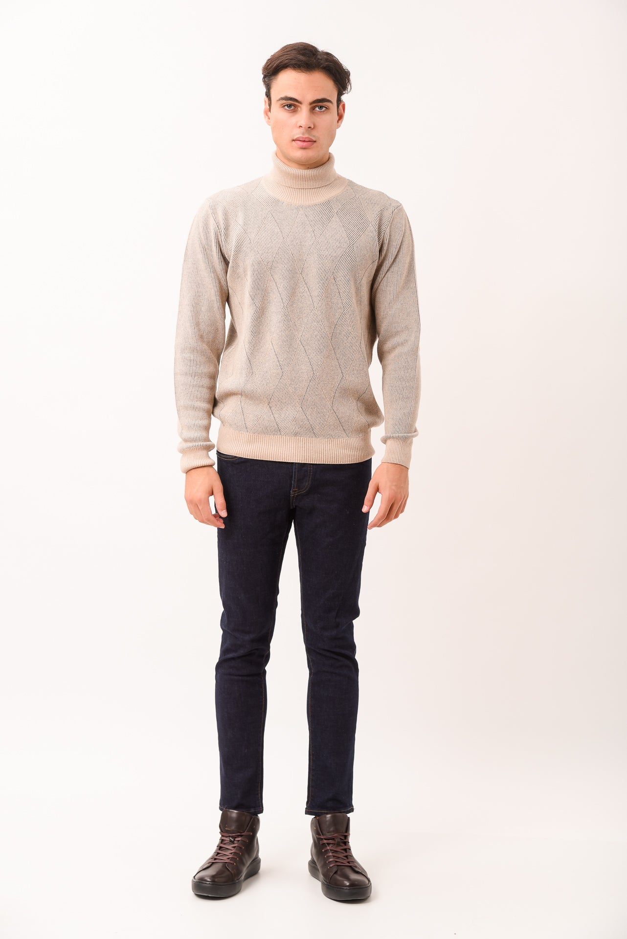 ΑΝΔΡΙΚΟ ΖΙΒΑΓΚΟ PORTOBELLO'S ΣΕ ΓΚΡΙ-ΜΠΕΖ ΧΡΩΜΑ ΜΕ ΣΧΕΔΙΟ