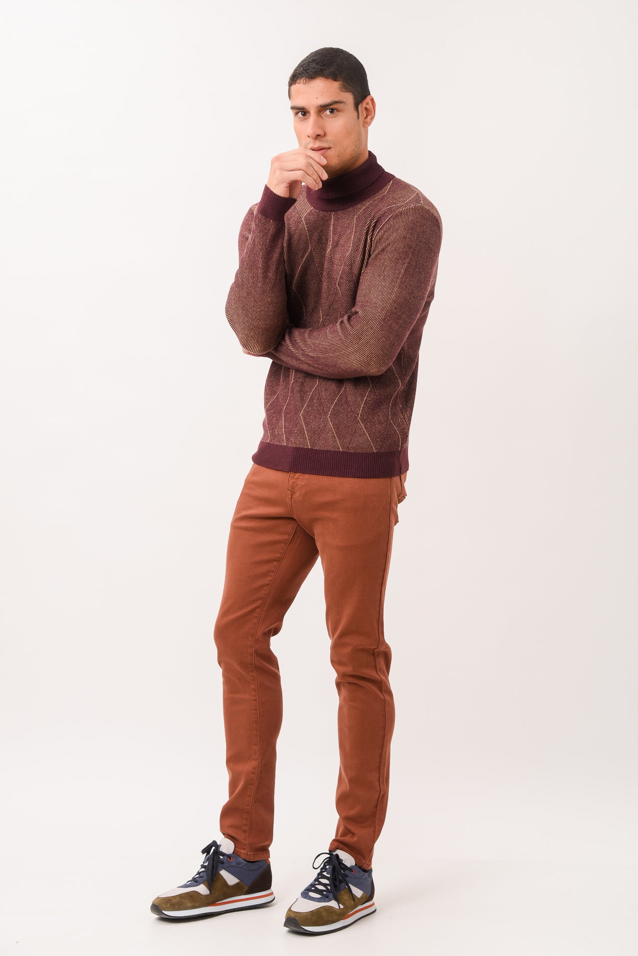 ΑΝΔΡΙΚΟ ΖΙΒΑΓΚΟ PORTOBELLO'S ΣΕ ΜΠΟΡΝΤΟ ΑΠΟΧΡΩΣΗ ΚΑΙ ΠΛΕΞΗ ΜΕ ΜΟΤΙΒΟ