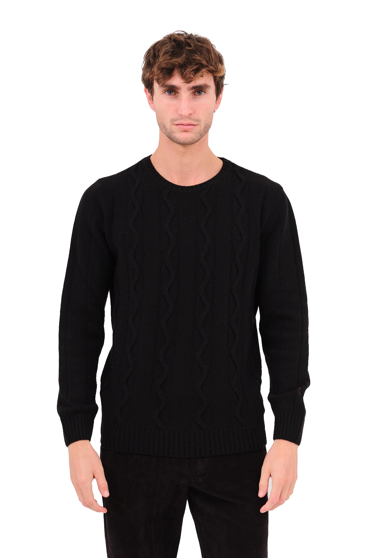 ΑΝΔΡΙΚΟ ΜΑΥΡΟ ΠΟΥΛΟΒΕΡ PORTOBELLO'S ΜΕ ΛΑΙΜΟΚΟΨΗ ΚΑΙ ΟΡΑΤΗ ΠΛΕΞΗ