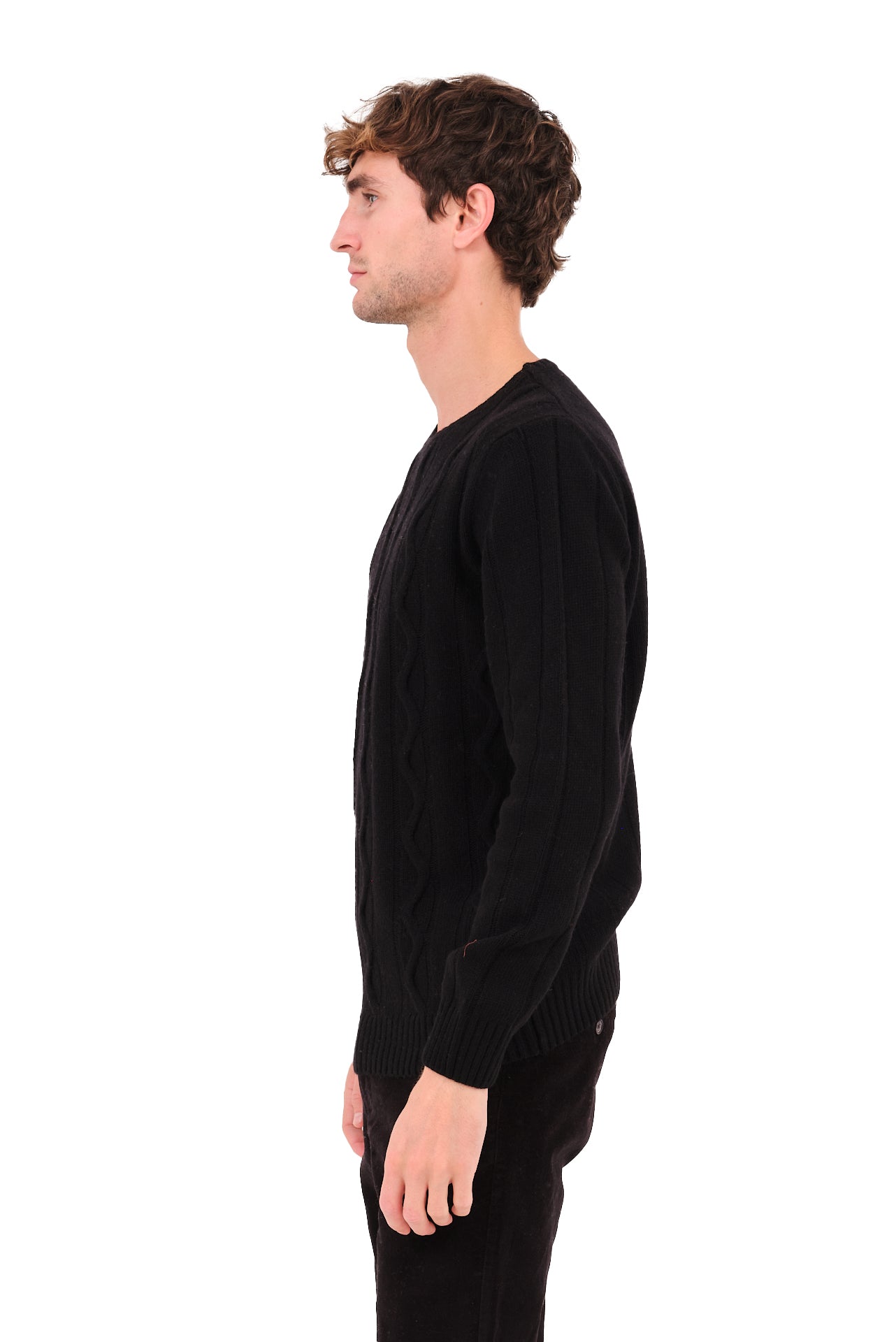 ΑΝΔΡΙΚΟ ΜΑΥΡΟ ΠΟΥΛΟΒΕΡ PORTOBELLO'S ΜΕ ΛΑΙΜΟΚΟΨΗ ΚΑΙ ΟΡΑΤΗ ΠΛΕΞΗ