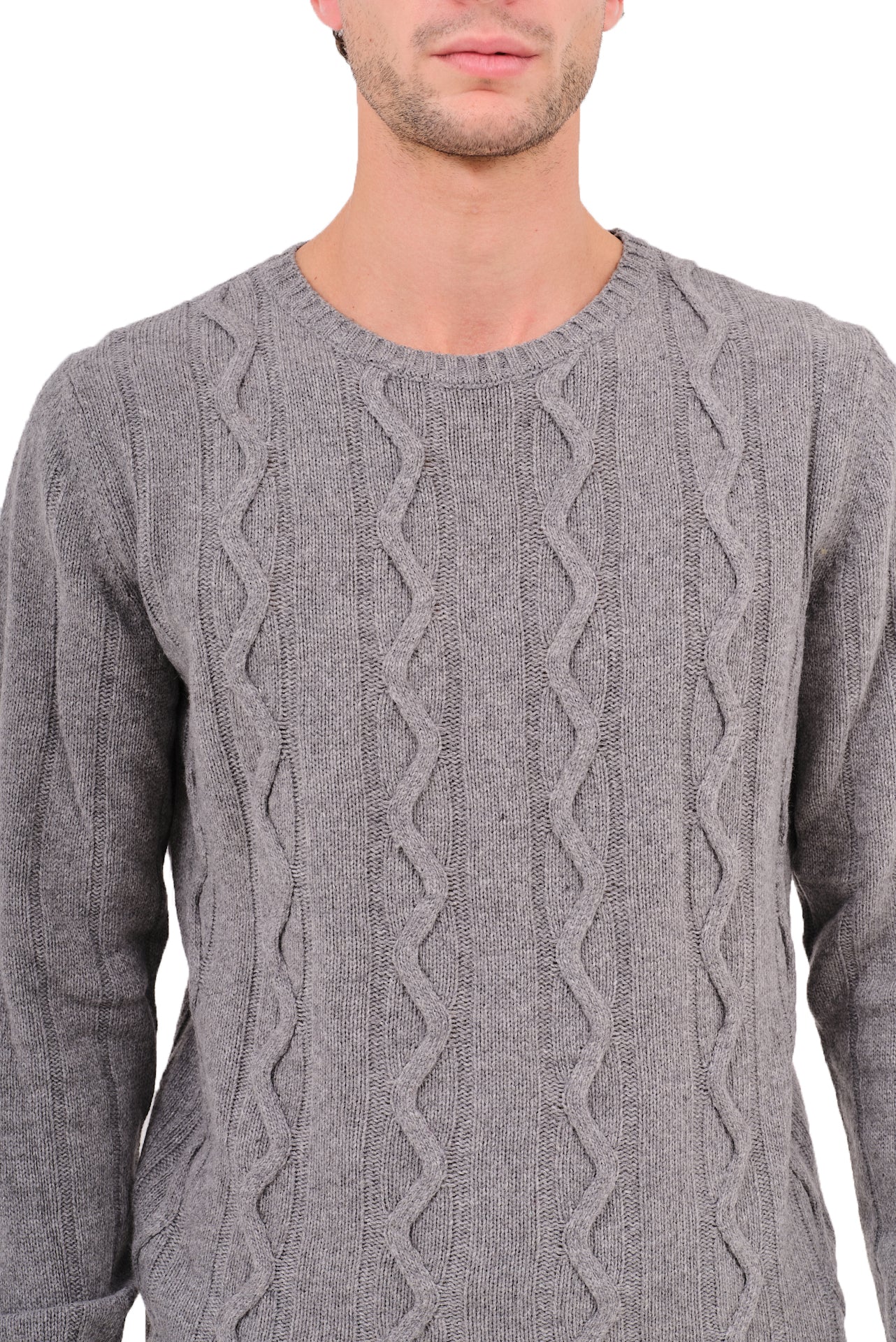 ΑΝΔΡΙΚΟ ΓΚΡΙ ΠΟΥΛΟΒΕΡ PORTOBELLO'S ΜΕ ΛΑΙΜΟΚΟΨΗ ΚΑΙ ΟΡΑΤΗ ΠΛΕΞΗ