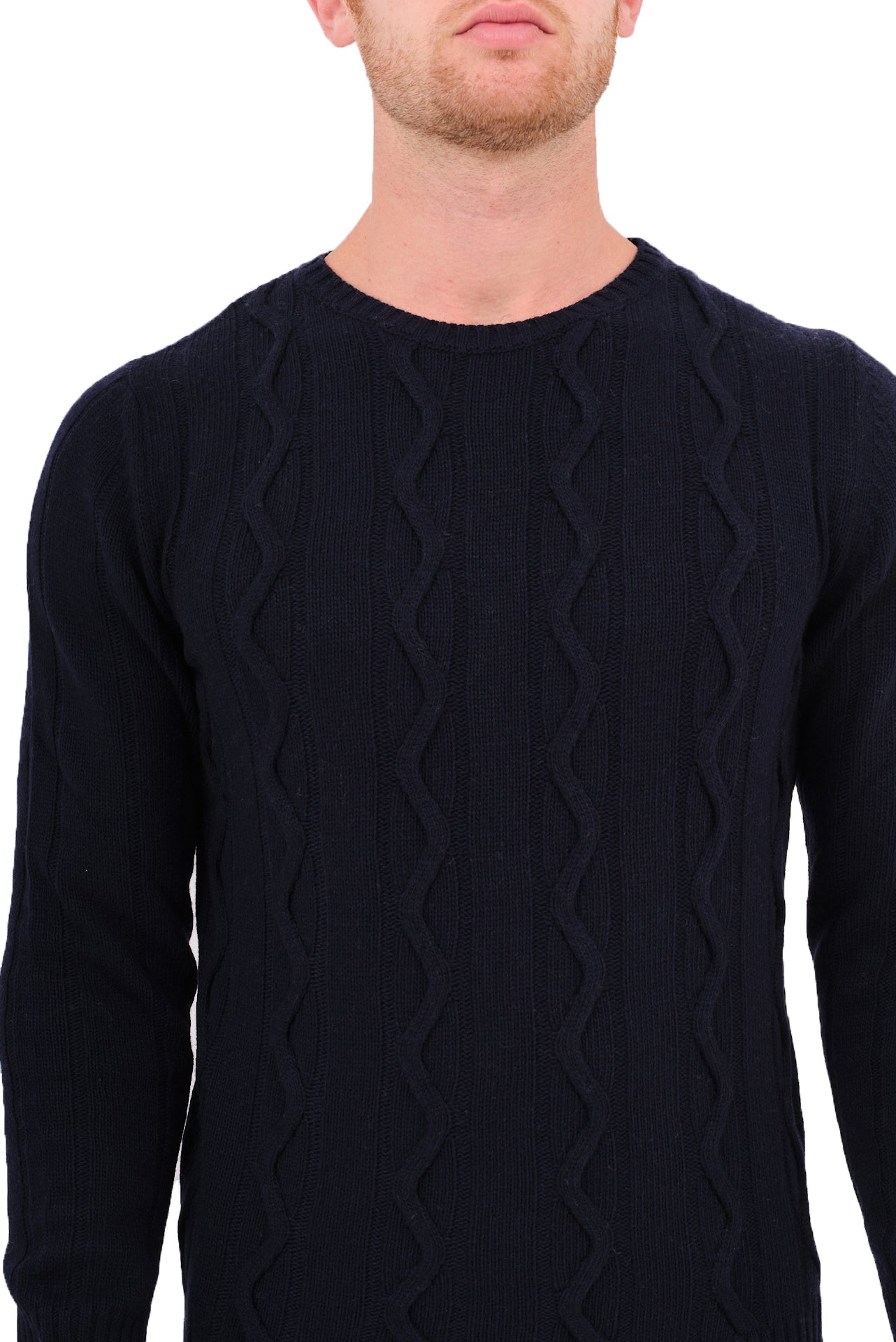 ΑΝΔΡΙΚΟ ΜΠΛΕ ΠΟΥΛΟΒΕΡ PORTOBELLO'S ΜΕ ΛΑΙΜΟΚΟΨΗ ΚΑΙ ΟΡΑΤΗ ΠΛΕΞΗ