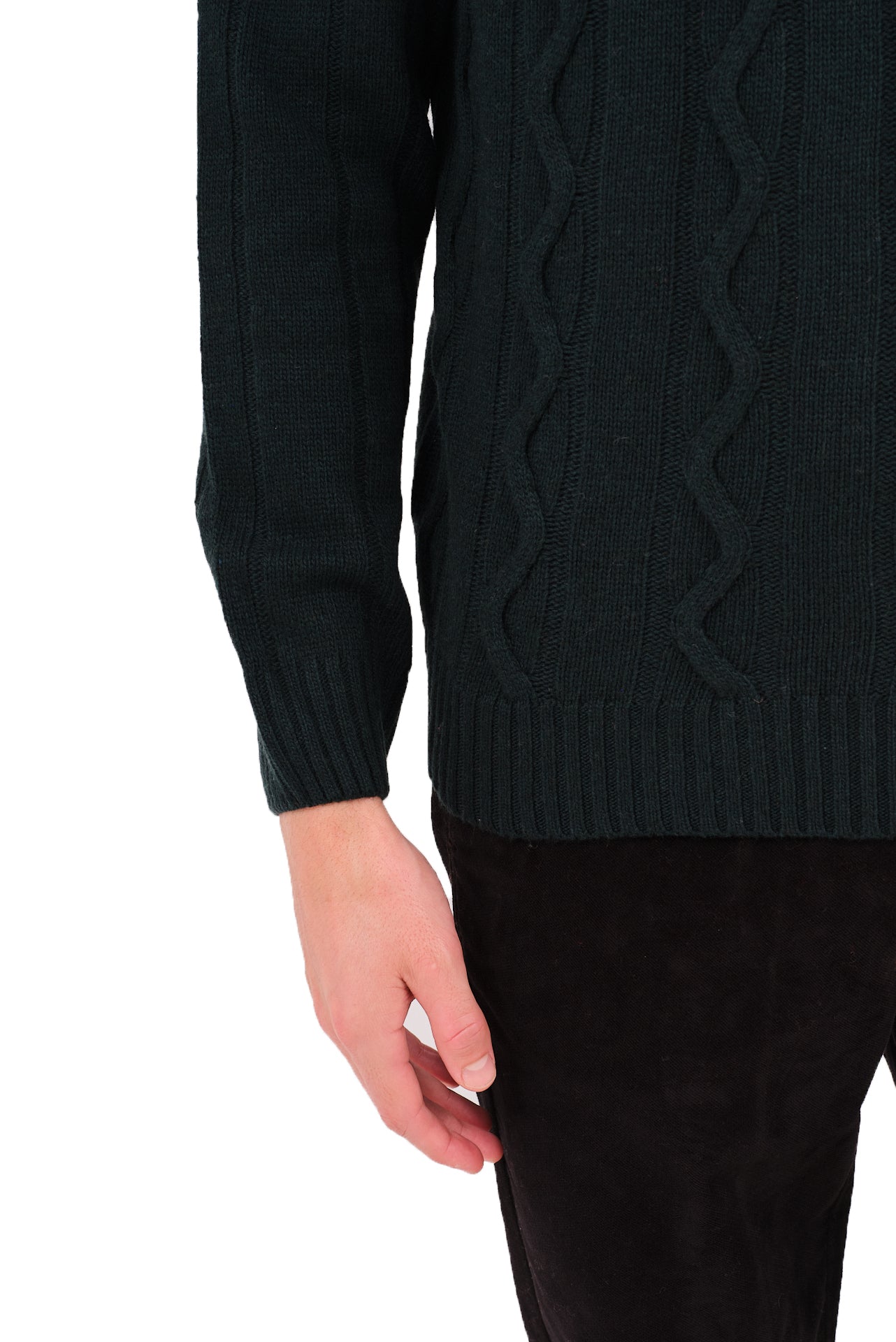 ΑΝΔΡΙΚΟ ΠΡΑΣΙΝΟ ΠΟΥΛΟΒΕΡ PORTOBELLO'S ΜΕ ΛΑΙΜΟΚΟΨΗ ΚΑΙ ΟΡΑΤΗ ΠΛΕΞΗ