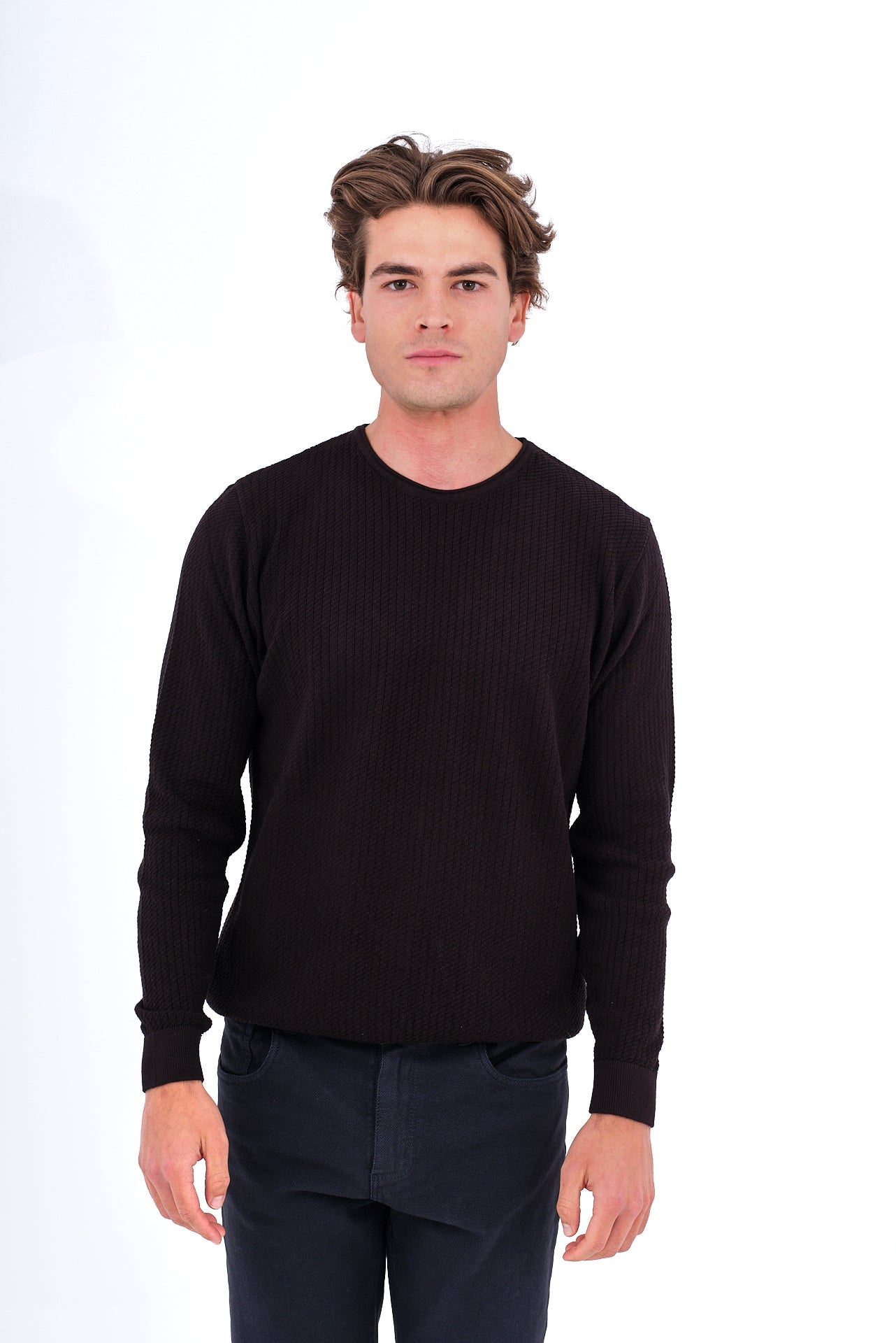 ΑΝΔΡΙΚΟ ΠΟΥΛΟΒΕΡ ΜΕ ΛΑΙΜΟΚΟΨΗ LES GENT'S ΣΕ ΜΑΥΡΟ ΧΡΩΜΑ