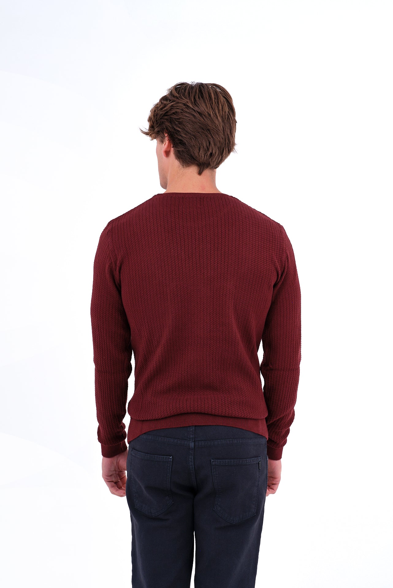 ΑΝΔΡΙΚΟ ΠΟΥΛΟΒΕΡ ΜΕ ΛΑΙΜΟΚΟΨΗ LES GENT'S ΣΕ ΜΠΟΡΝΤΟ ΧΡΩΜΑ