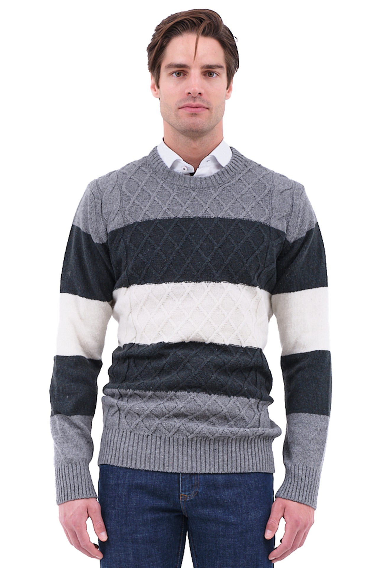 ΑΝΔΡΙΚΟ ΠΟΥΛΟΒΕΡ LES GENT'S ΣΕ ΓΚΡΙ ΑΠΟΧΡΩΣΕΙΣ ΚΑΙ ΟΡΑΤΗ ΠΛΕΞΗ