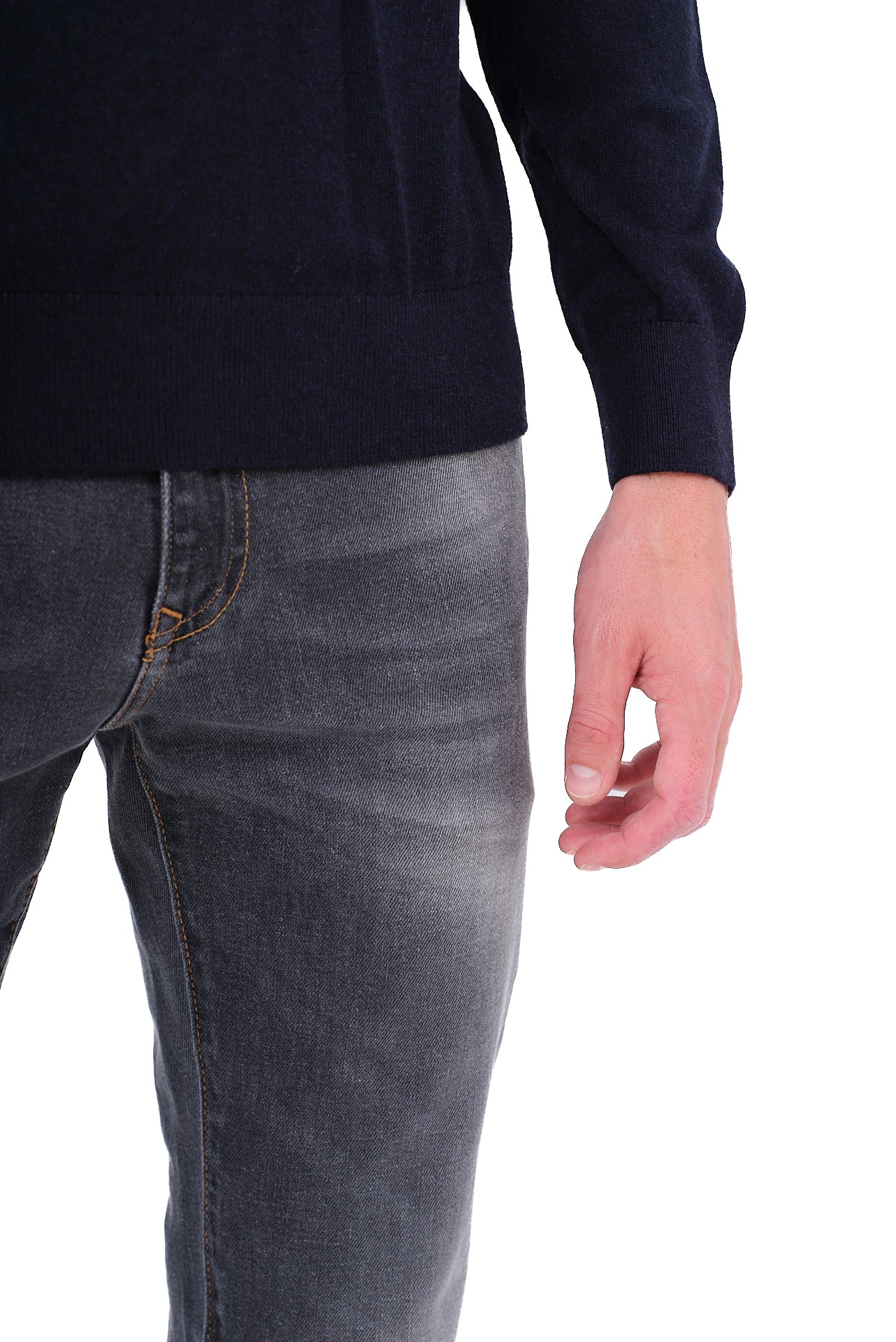 ΑΝΔΡΙΚΟ ΜΠΛΕ ΠΟΥΛΟΒΕΡ PORTOBELLO'S ΜΕ ΛΑΙΜΟΚΟΨΗ ΚΑΙ ΚΑΣΜΙΡ