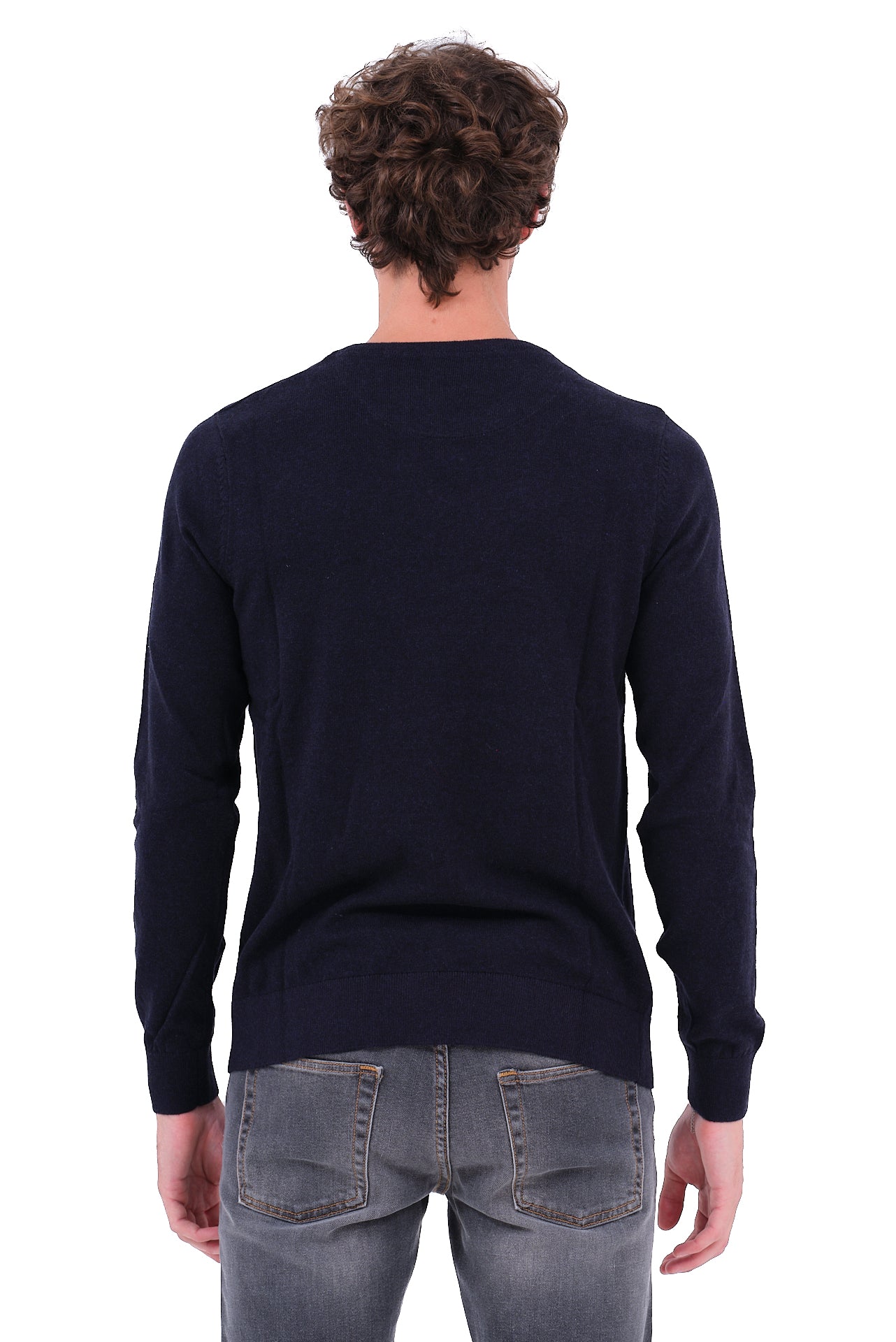 ΑΝΔΡΙΚΟ ΜΠΛΕ ΠΟΥΛΟΒΕΡ PORTOBELLO'S ΜΕ ΛΑΙΜΟΚΟΨΗ ΚΑΙ ΚΑΣΜΙΡ