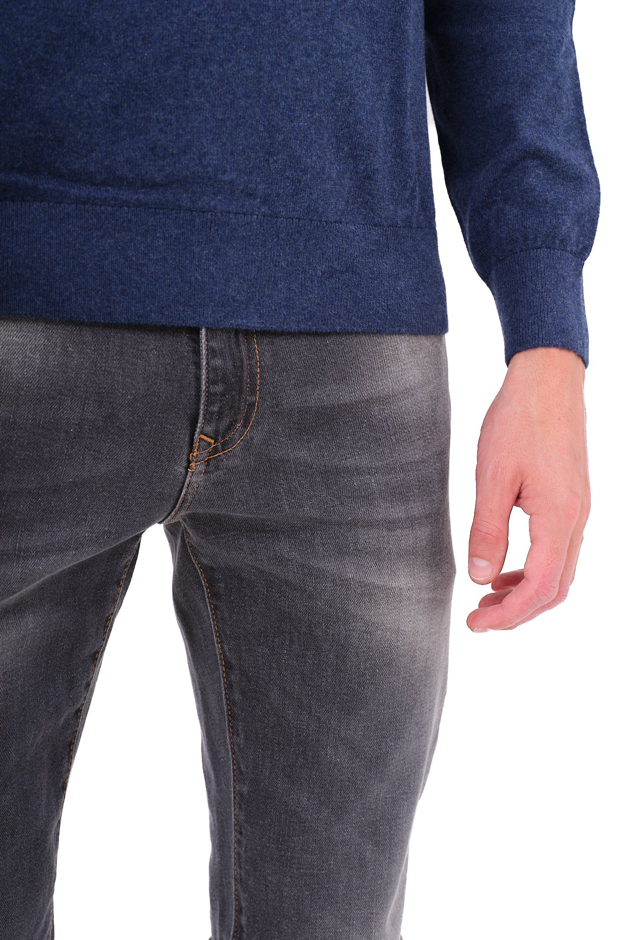 ΑΝΔΡΙΚΟ ΠΟΥΛΟΒΕΡ PORTOBELLO'S ΜΕ ΛΑΙΜΟΚΟΨΗ ΣΕ ΤΖΙΝ ΑΠΟΧΡΩΣΗ ΚΑΙ ΚΑΣΜΙΡ