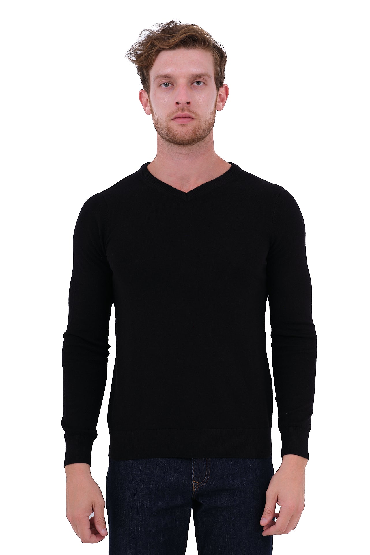 ΑΝΔΡΙΚΟ ΜΑΥΡΟ ΠΟΥΛΟΒΕΡ PORTOBELLO'S ΜΕ V NECK ΚΑΙ ΚΑΣΜΙΡ