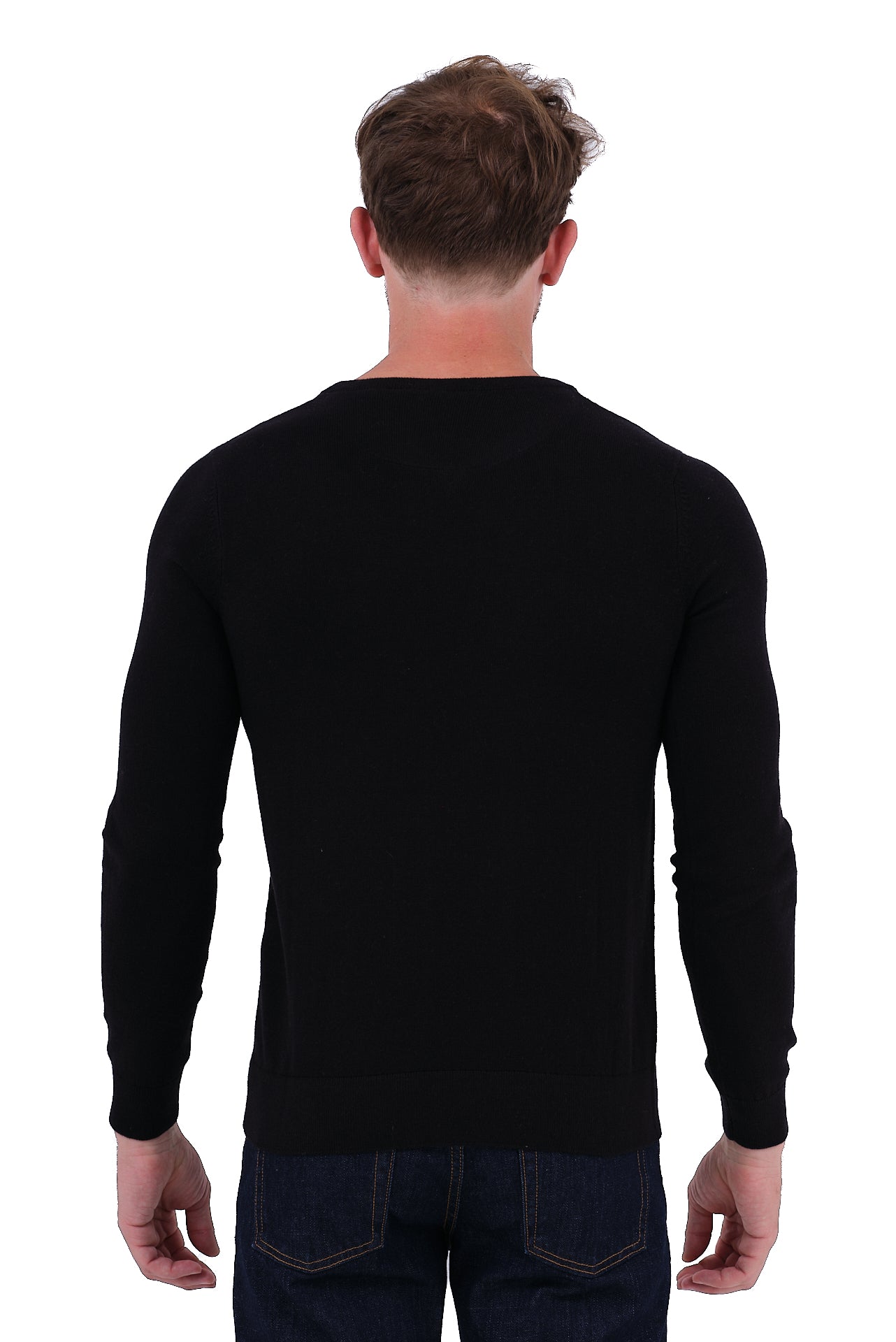 ΑΝΔΡΙΚΟ ΜΑΥΡΟ ΠΟΥΛΟΒΕΡ PORTOBELLO'S ΜΕ V NECK ΚΑΙ ΚΑΣΜΙΡ