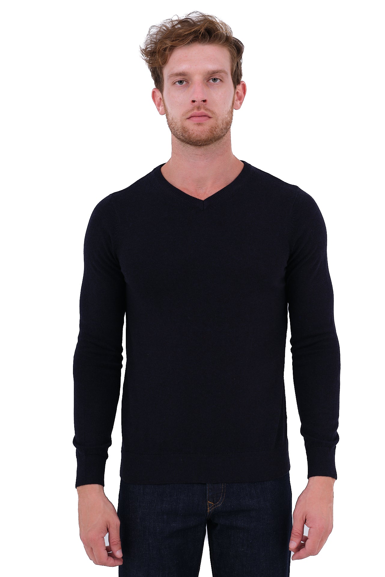 ΑΝΔΡΙΚΟ ΜΠΛΕ ΠΟΥΛΟΒΕΡ PORTOBELLO'S ΜΕ V NECK ΚΑΙ ΚΑΣΜΙΡ