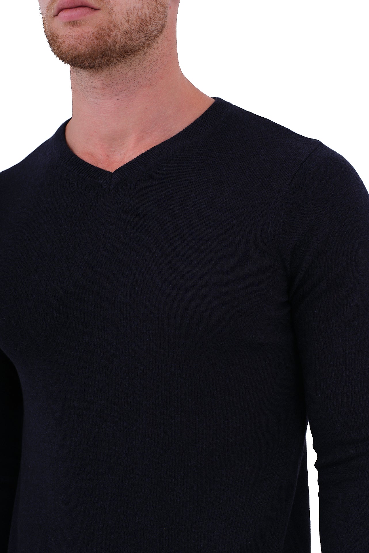 ΑΝΔΡΙΚΟ ΜΠΛΕ ΠΟΥΛΟΒΕΡ PORTOBELLO'S ΜΕ V NECK ΚΑΙ ΚΑΣΜΙΡ