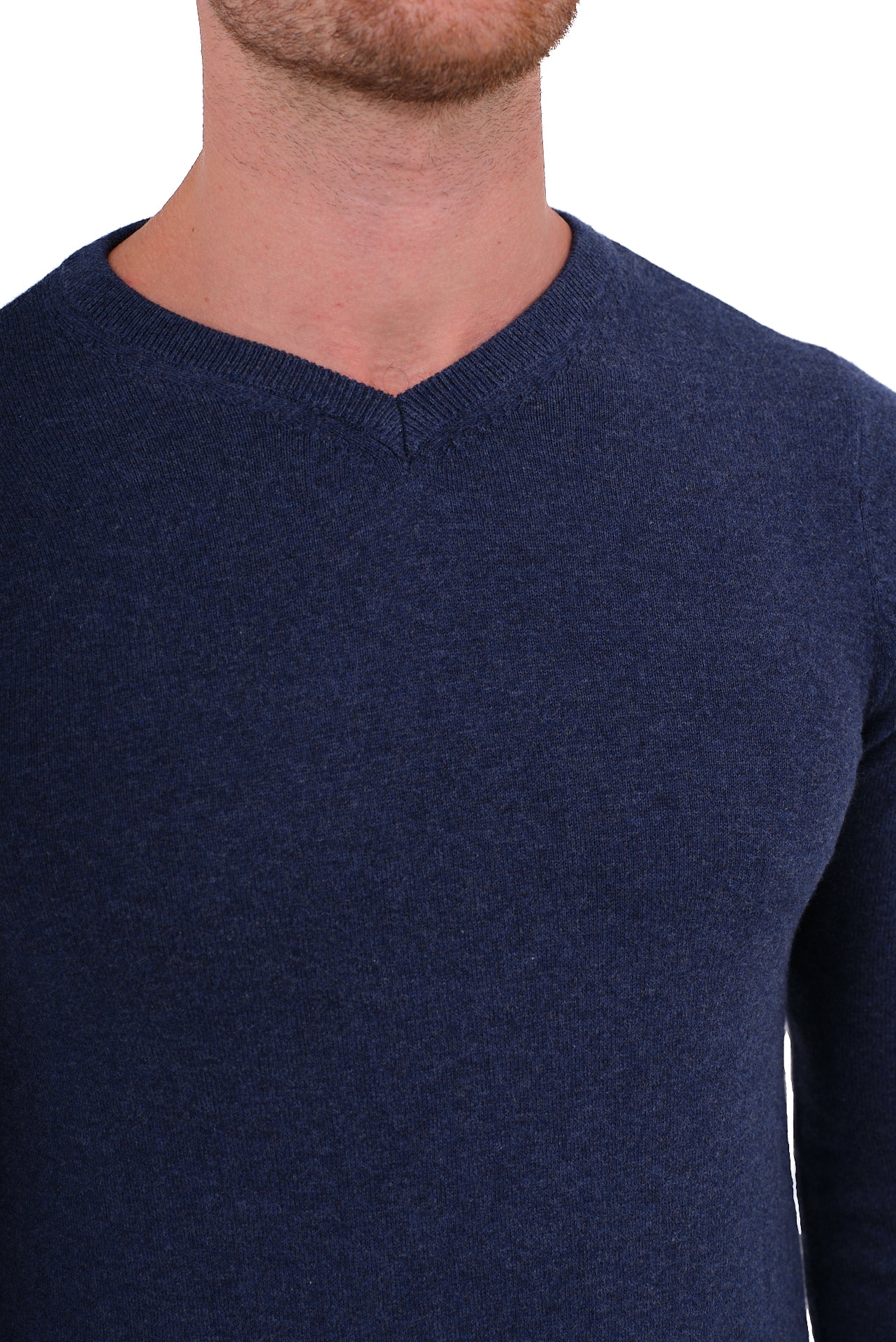 ΑΝΔΡΙΚΟ ΠΟΥΛΟΒΕΡ PORTOBELLO'S ΜΕ V NECK ΣΕ ΤΖΙΝ ΧΡΩΜΑ ΚΑΙ ΚΑΣΜΙΡ