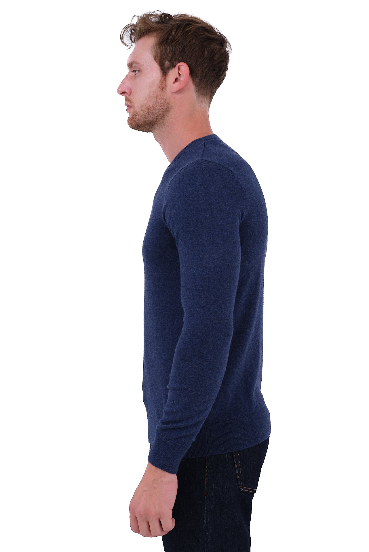 ΑΝΔΡΙΚΟ ΠΟΥΛΟΒΕΡ PORTOBELLO'S ΜΕ V NECK ΣΕ ΤΖΙΝ ΧΡΩΜΑ ΚΑΙ ΚΑΣΜΙΡ