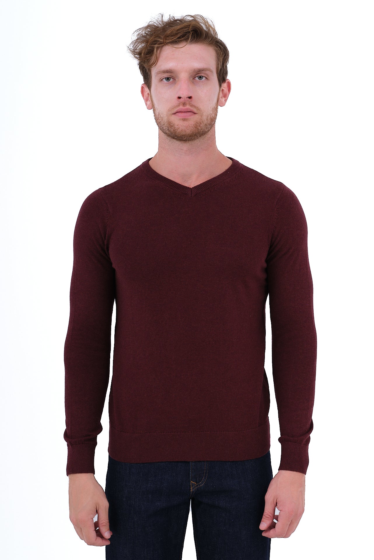 ΑΝΔΡΙΚΟ ΜΠΟΡΝΤΟ ΜΕΣΑΙΟ ΠΟΥΛΟΒΕΡ PORTOBELLO'S ΜΕ V NECK ΚΑΙ ΚΑΣΜΙΡ