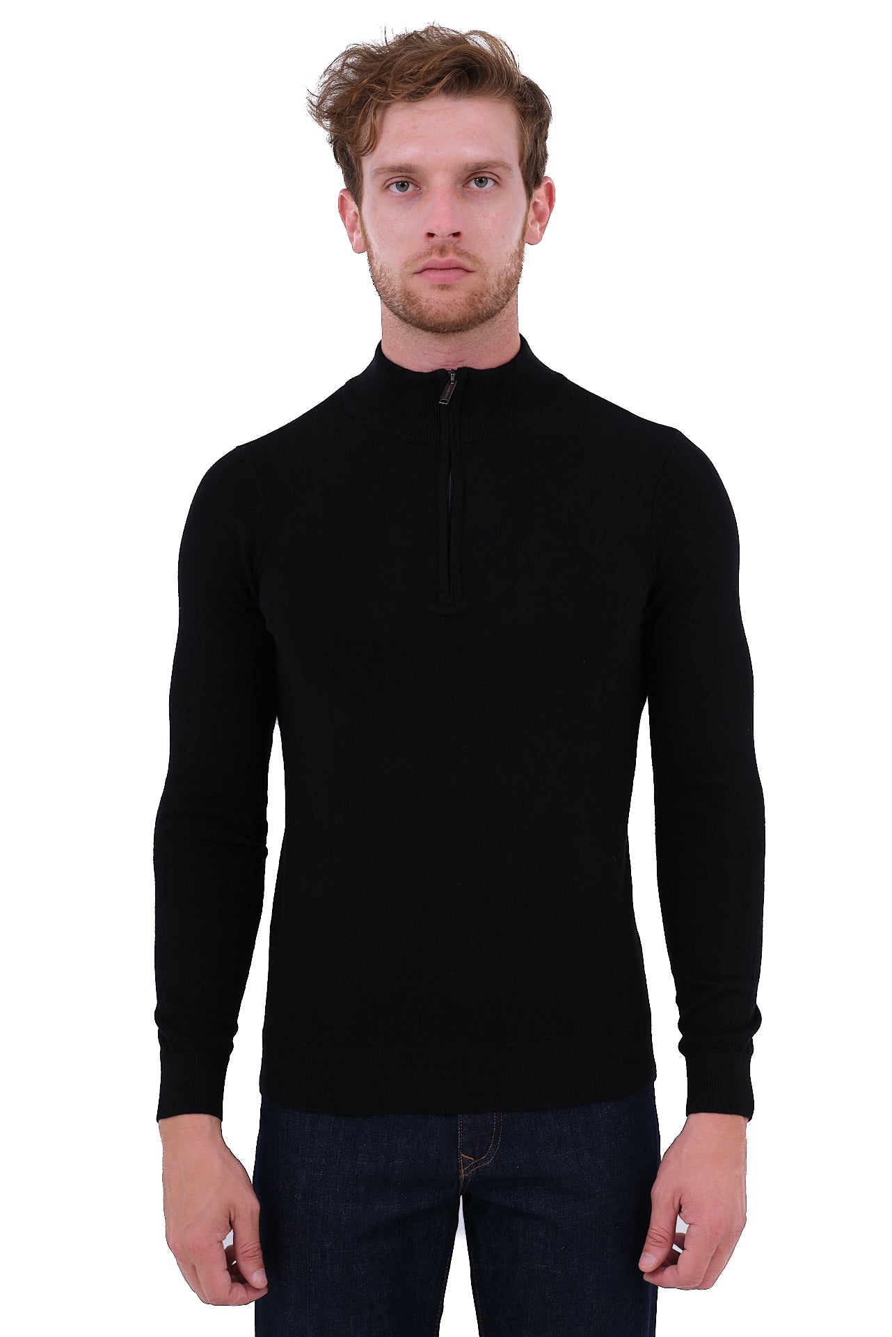 ΑΝΔΡΙΚΟ ΜΑΥΡΟ ΜΟΝΟΧΡΩΜΟ LUPETTO ZIP ΜΕ ΚΑΣΜΙΡ PORTOBELLO'S