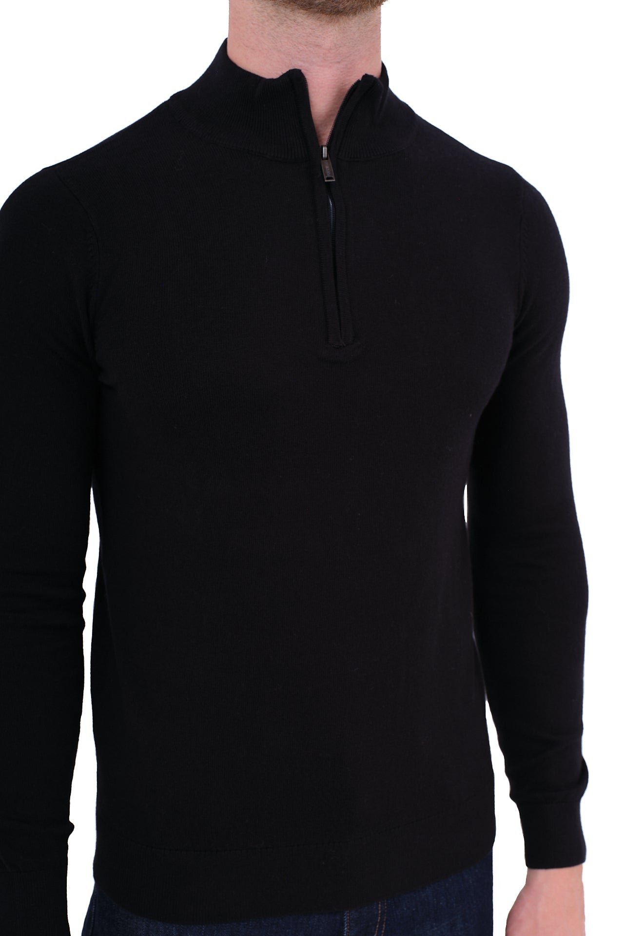 ΑΝΔΡΙΚΟ ΜΑΥΡΟ ΜΟΝΟΧΡΩΜΟ LUPETTO ZIP ΜΕ ΚΑΣΜΙΡ PORTOBELLO'S