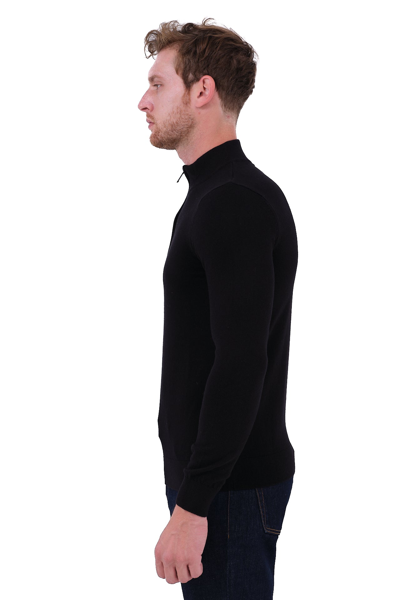ΑΝΔΡΙΚΟ ΜΑΥΡΟ ΜΟΝΟΧΡΩΜΟ LUPETTO ZIP ΜΕ ΚΑΣΜΙΡ PORTOBELLO'S