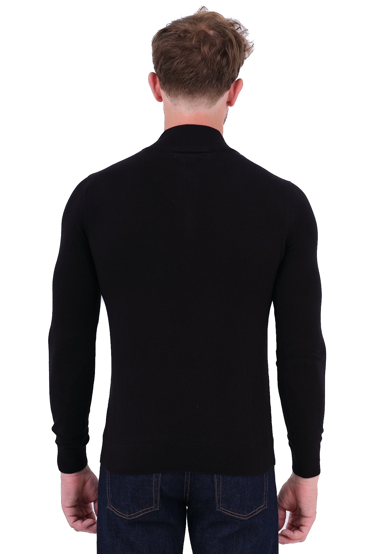 ΑΝΔΡΙΚΟ ΜΑΥΡΟ ΜΟΝΟΧΡΩΜΟ LUPETTO ZIP ΜΕ ΚΑΣΜΙΡ PORTOBELLO'S