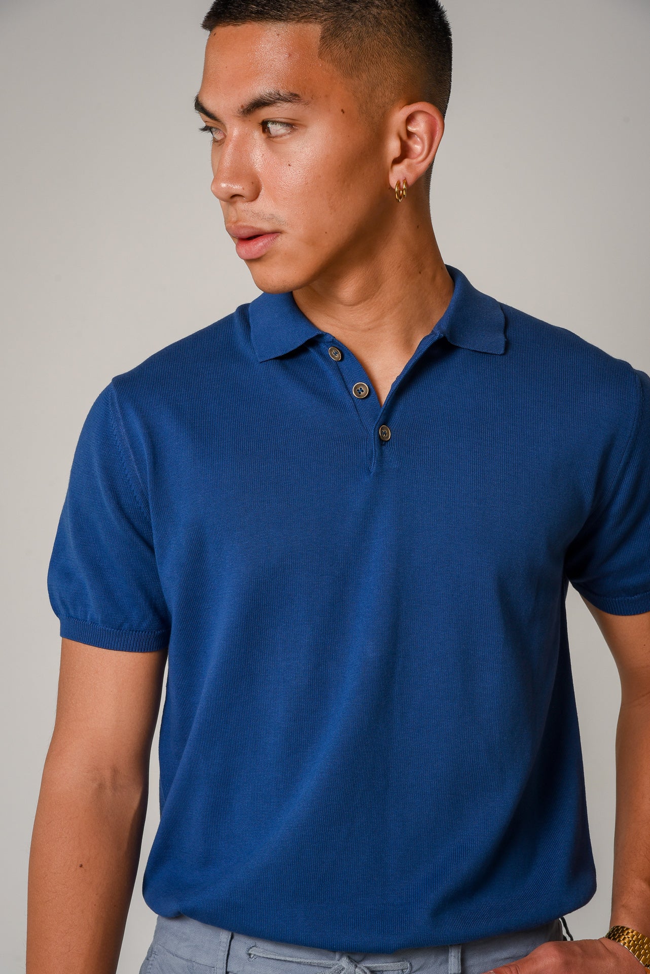 ΑΝΔΡΙΚΟ POLO ΠΛΕΚΤΟ PORTOBELLO'S ΜΠΛΕ ΜΕΣΑΙΟ ΜΟΝΟΧΡΩΜΟ REGULAR FIT