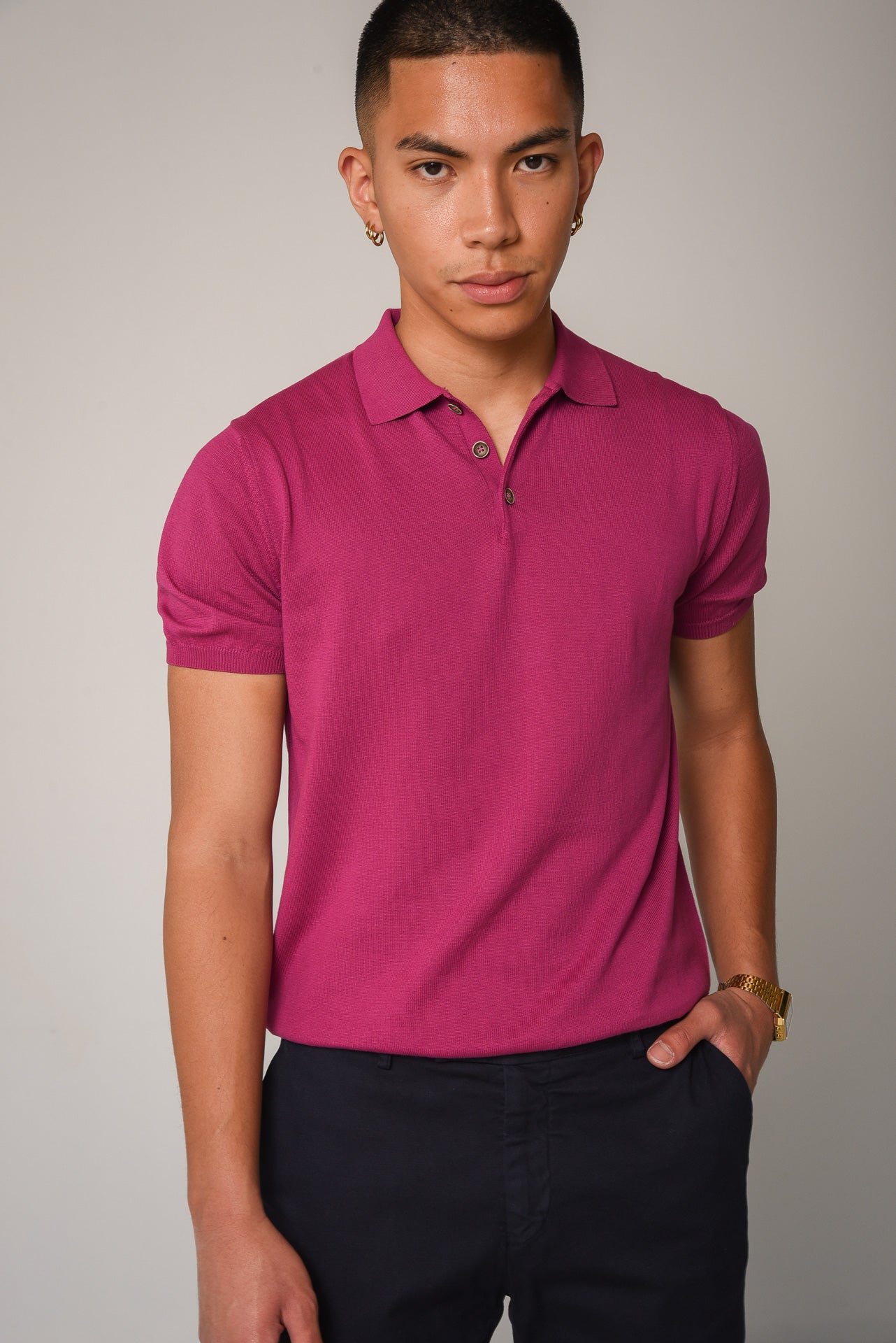 ΑΝΔΡΙΚΟ POLO ΠΛΕΚΤΟ PORTOBELLO'S ΜΩΒ ΜΟΝΟΧΡΩΜΟ REGULAR FIT