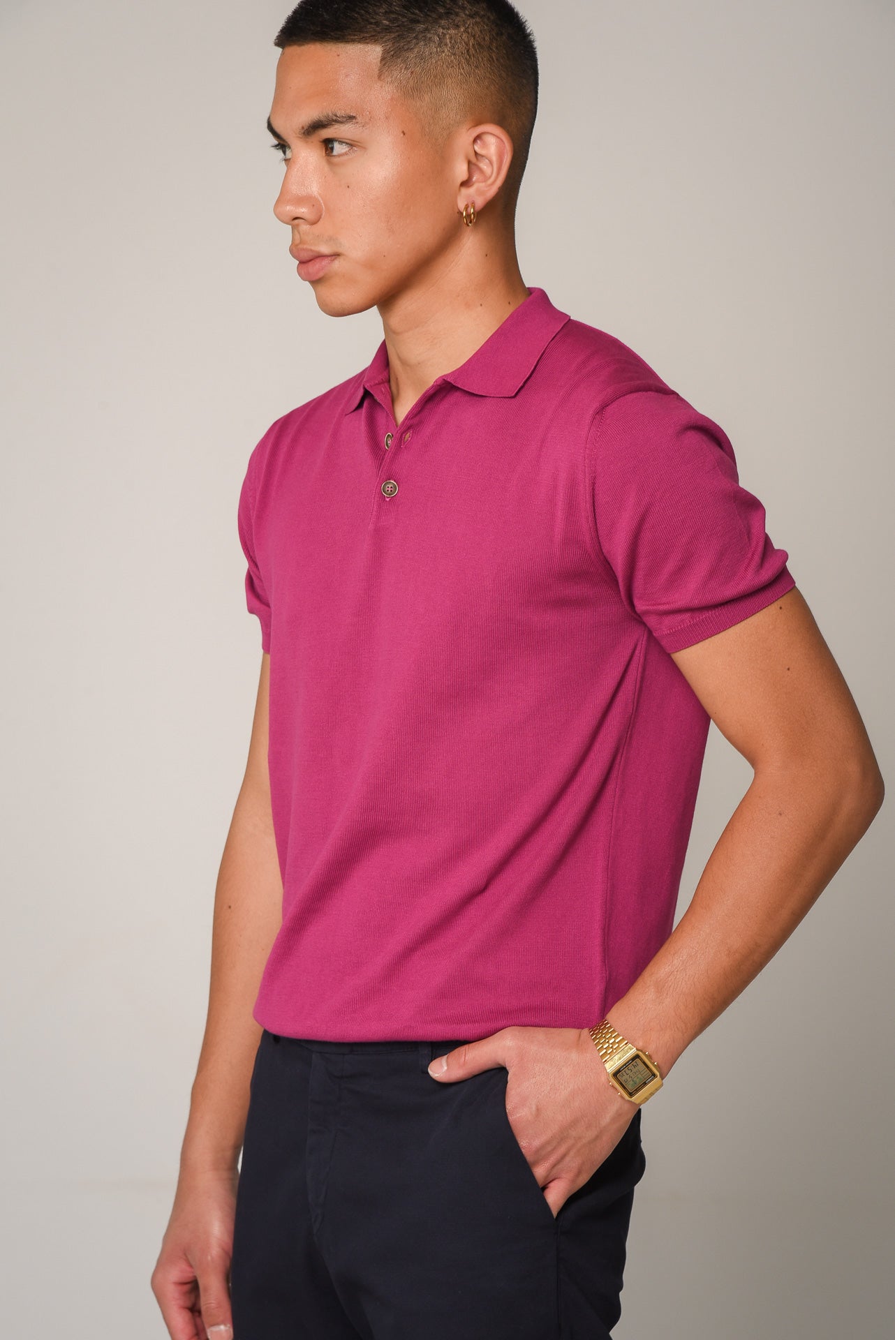 ΑΝΔΡΙΚΟ POLO ΠΛΕΚΤΟ PORTOBELLO'S ΜΩΒ ΜΟΝΟΧΡΩΜΟ REGULAR FIT