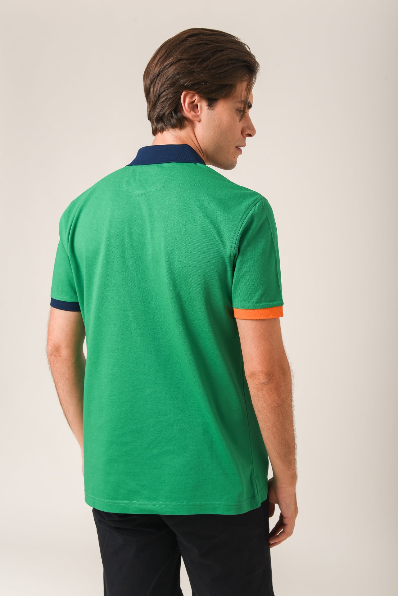 ΑΝΔΡΙΚΟ POLO PORTOBELLO'S ΠΡΑΣΙΝΟ ΜΕ ΜΠΛΕ ΚΑΙ ΠΟΡΤΟΚΑΛΙ ΛΕΠΤΟΜΕΡΕΙΕΣ