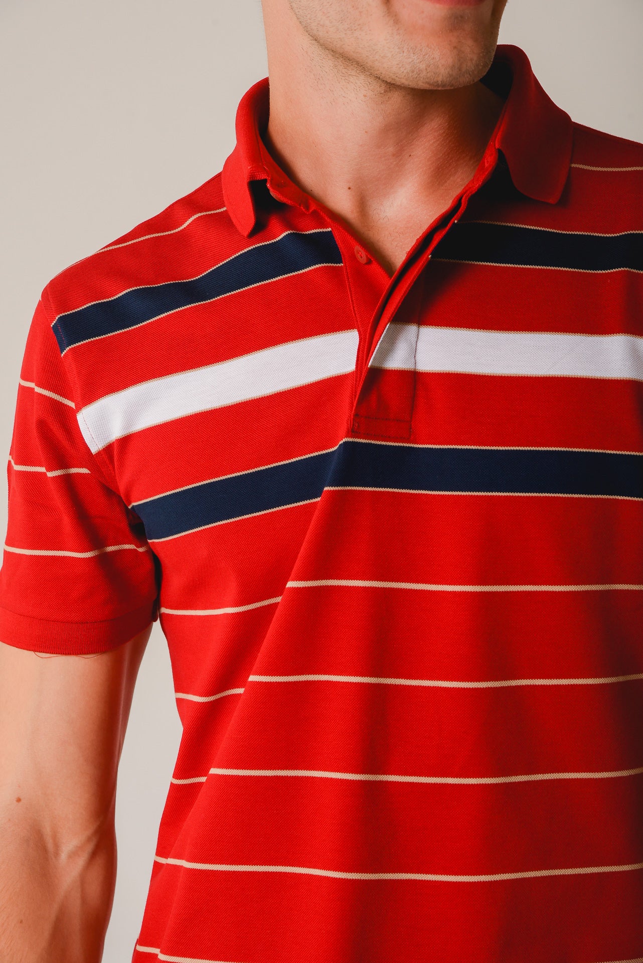 ΑΝΔΡΙΚΟ POLO PORTOBELLO'S ΚΟΚΚΙΝΟ ΜΕ ΜΠΛΕ ΚΑΙ ΛΕΥΚΕΣ ΡΙΓΕΣ