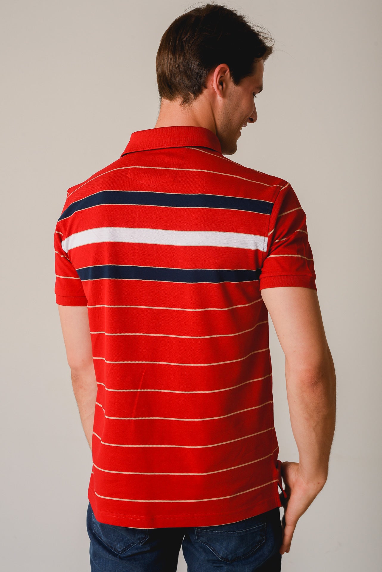 ΑΝΔΡΙΚΟ POLO PORTOBELLO'S ΚΟΚΚΙΝΟ ΜΕ ΜΠΛΕ ΚΑΙ ΛΕΥΚΕΣ ΡΙΓΕΣ