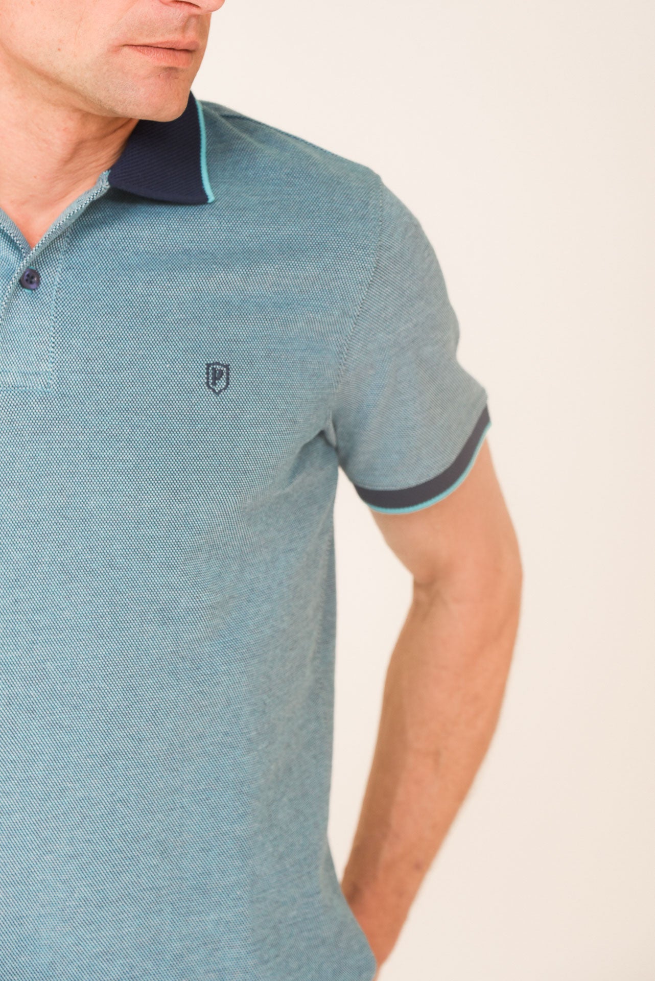 ΑΝΔΡΙΚΟ POLO PORTOBELLO'S ΠΕΤΡΟΛ ΜΕ ΜΠΛΕ ΚΑΙ ΣΙΕΛ ΛΕΠΤΟΜΕΡΕΙΕΣ