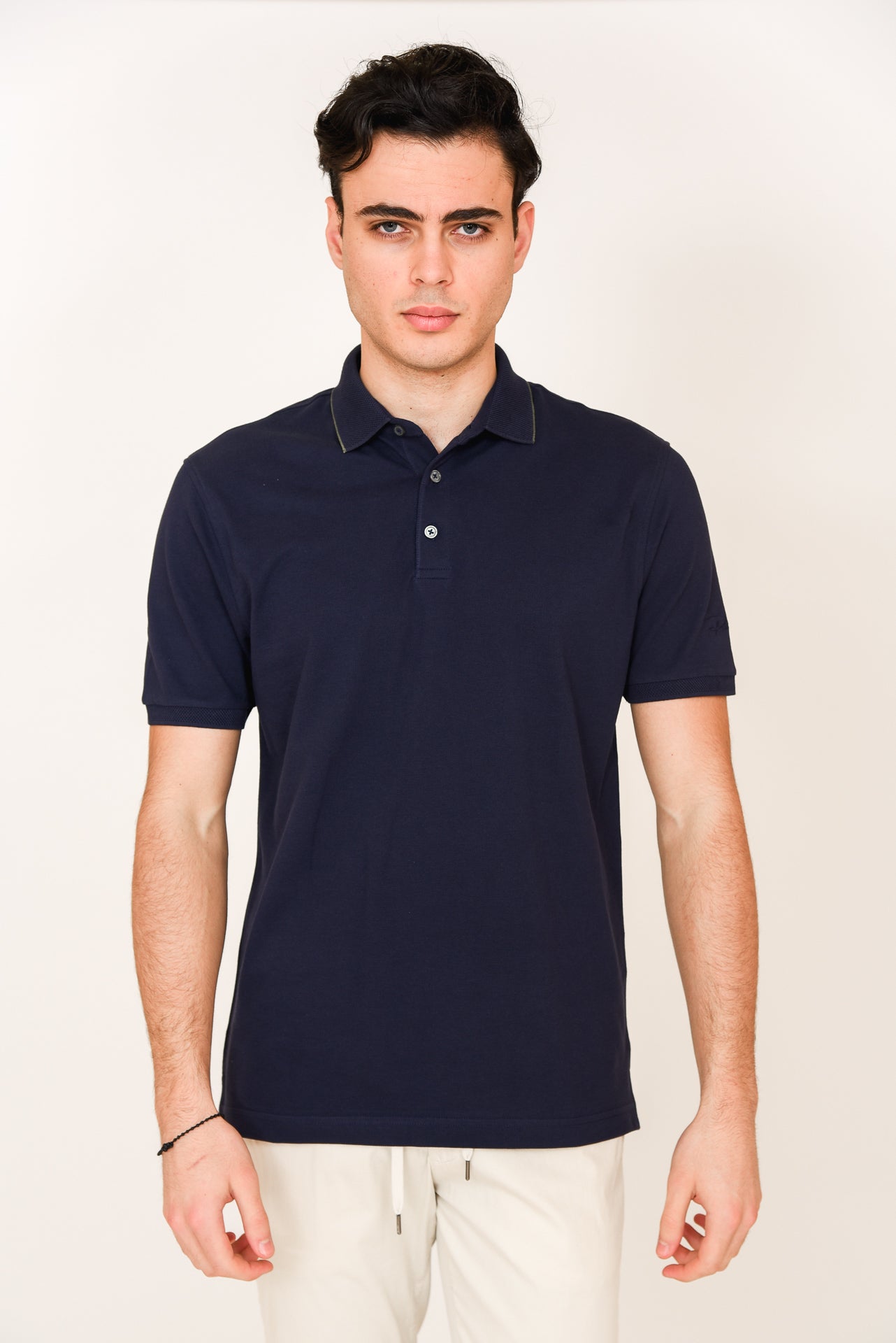 ΑΝΔΡΙΚΟ POLO PORTOBELLO'S ΜΠΛΕ ΣΚΟΥΡΟ ΜΕ ΛΑΔΙ ΛΕΠΤΟΜΕΡΕΙΑ ΣΤΟ ΓΙΑΚΑ