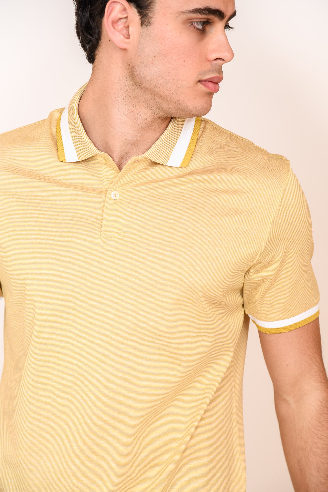 ΑΝΔΡΙΚΟ POLO PORTOBELLO'S ΚΙΤΡΙΝΟ ΜΕ ΛΕΥΚΗ ΡΙΓΑ ΣΤΟ ΓΙΑΚΑ ΚΑΙ ΤΑ ΜΑΝΙΚΙΑ